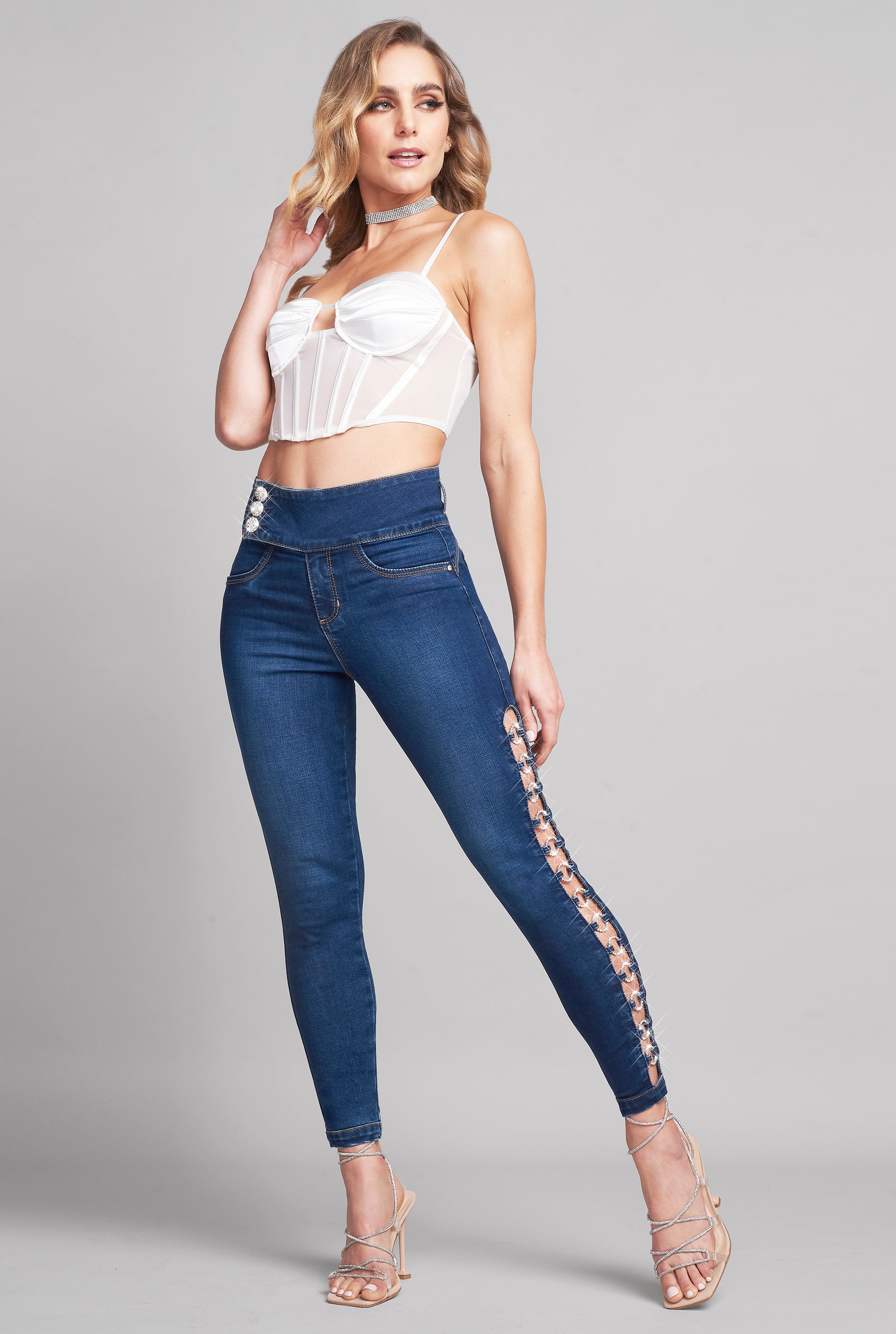 JEANS SUPER SKINNY DE CINTURA ALTA 9626STOB