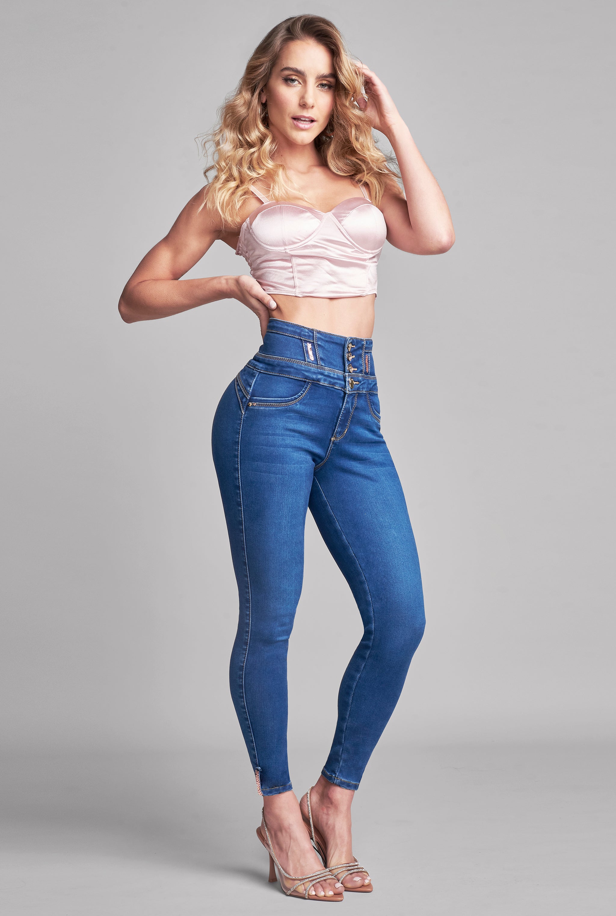 JEANS SÚPER SKINNY CINTURA ALTA STONE OBSCURO 9591STMO