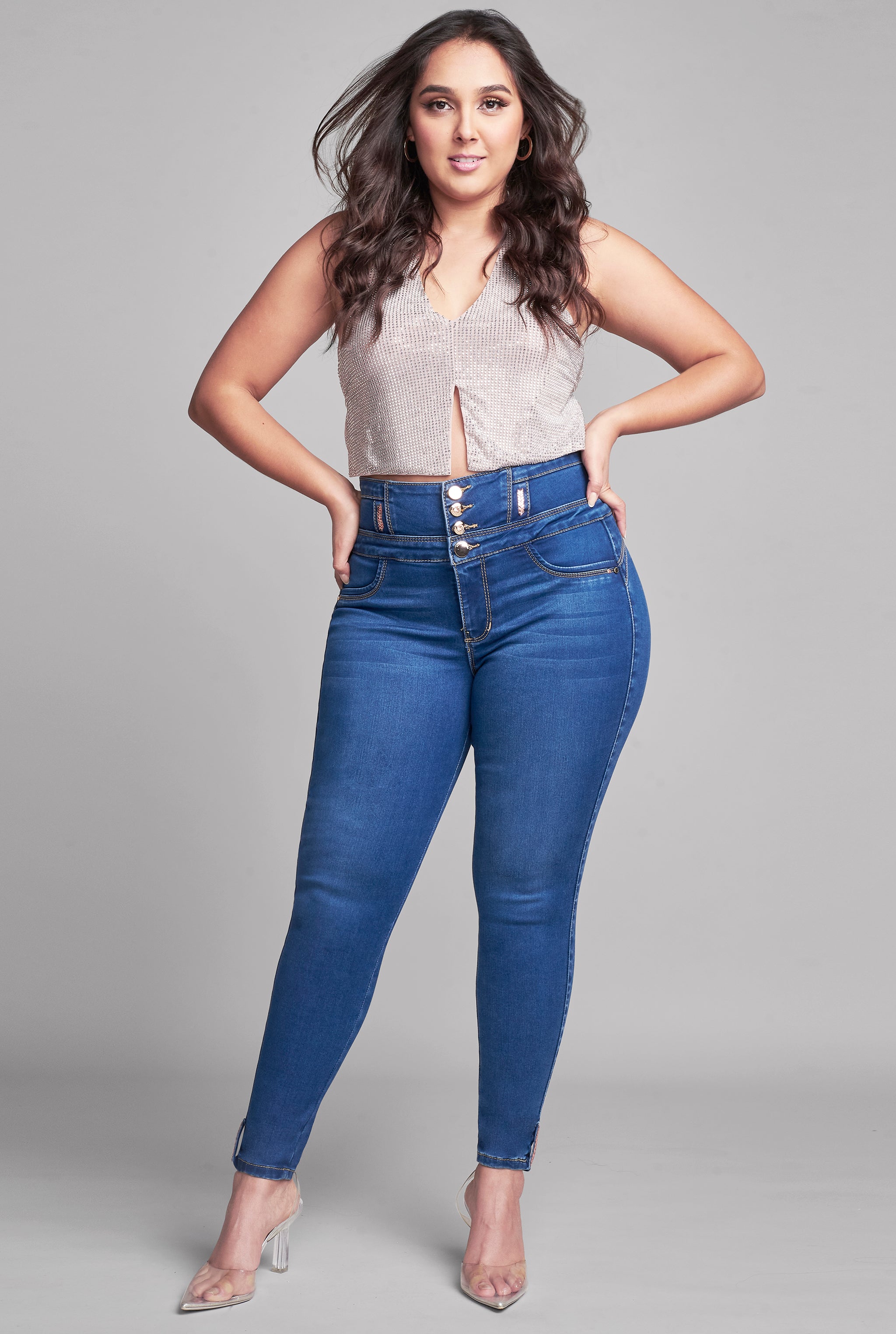 JEANS SÚPER SKINNY CINTURA ALTA STONE OBSCURO 9591STMO
