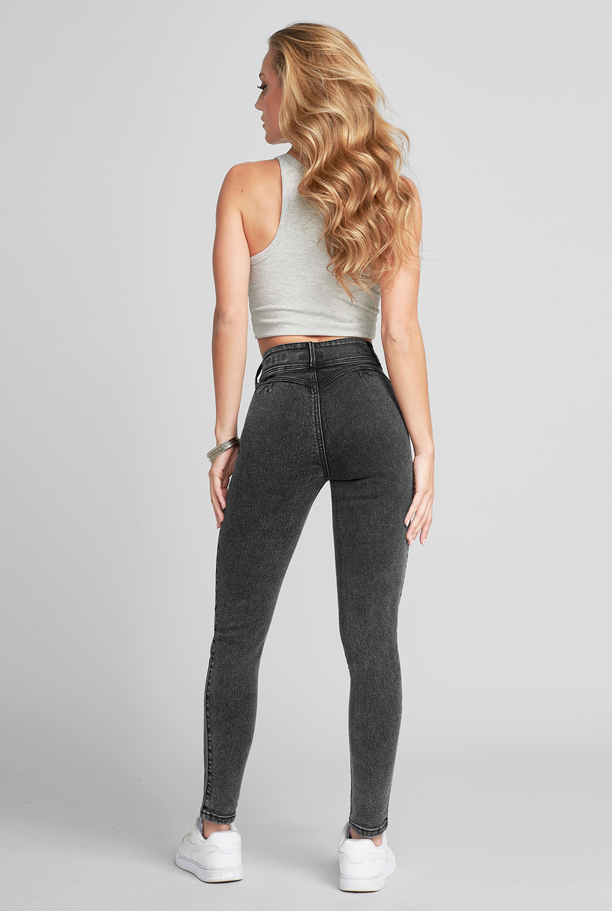 JEANS SÚPER SKINNY CINTURA ALTA PUSH UP 0118GRIS
