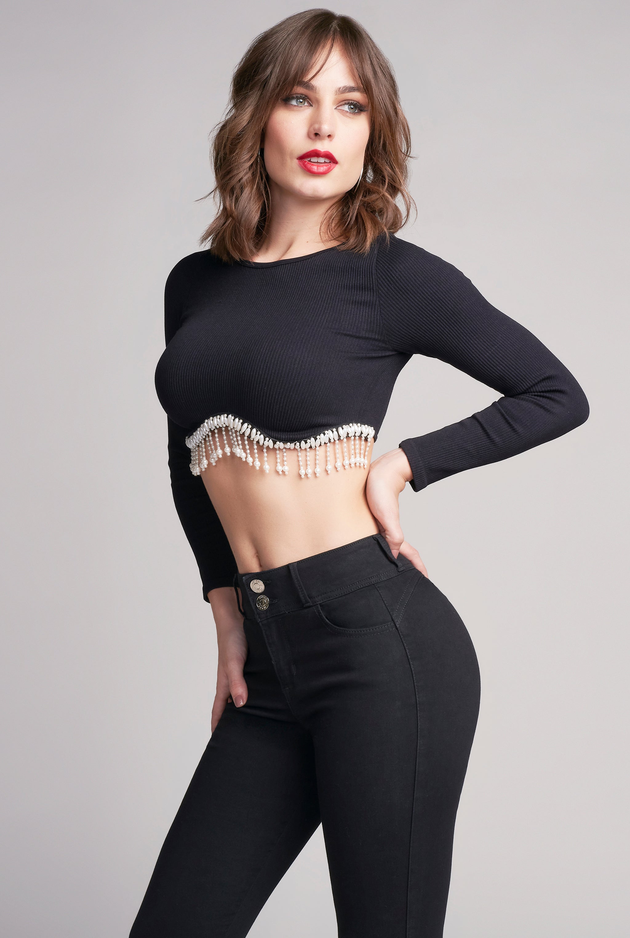 JEANS SÚPER SKINNY CINTURA ALTA PUSH UP 0118NGRO