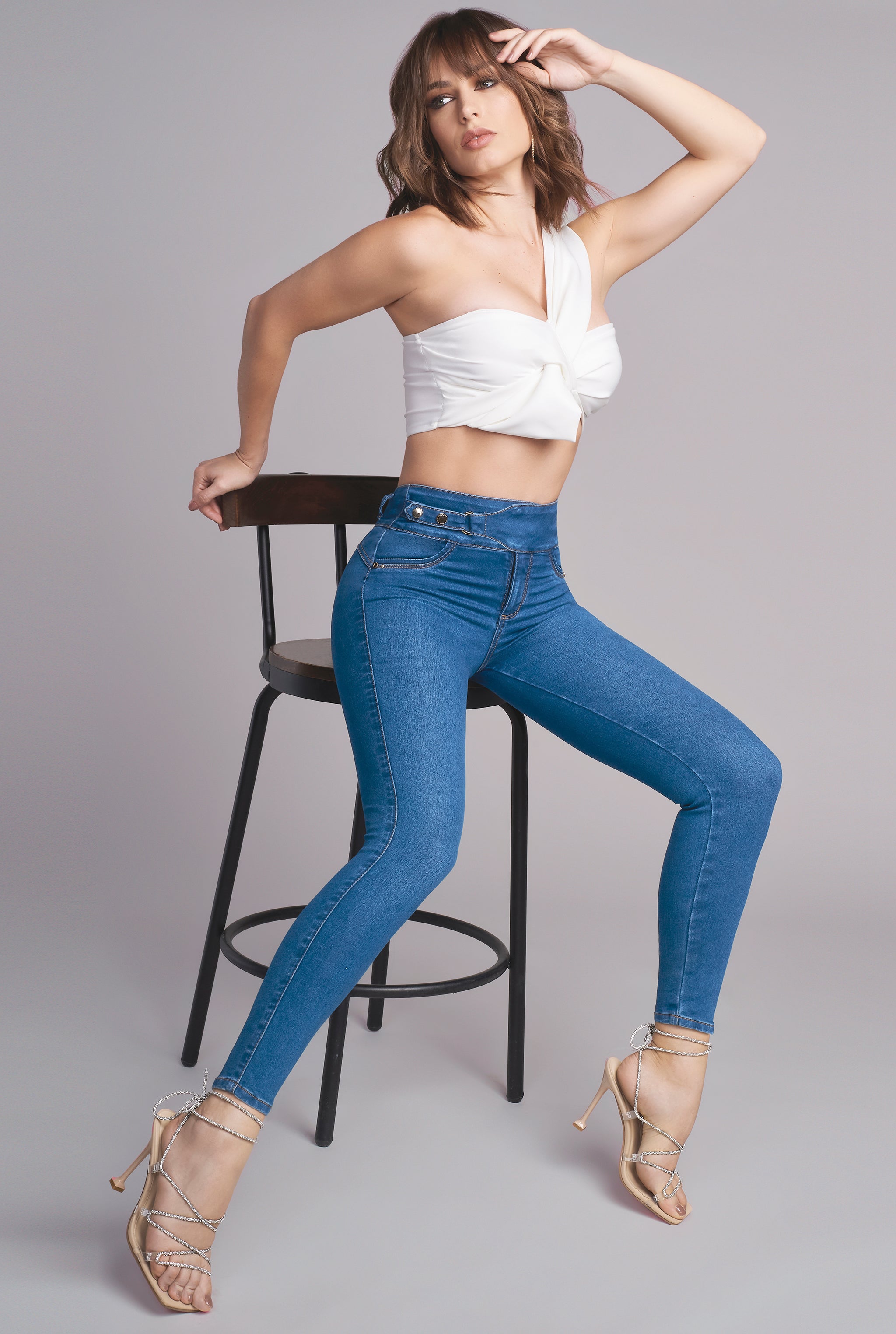 JEANS SUPER SKINNY CINTURA ALTA PUSH UP 6086AZME