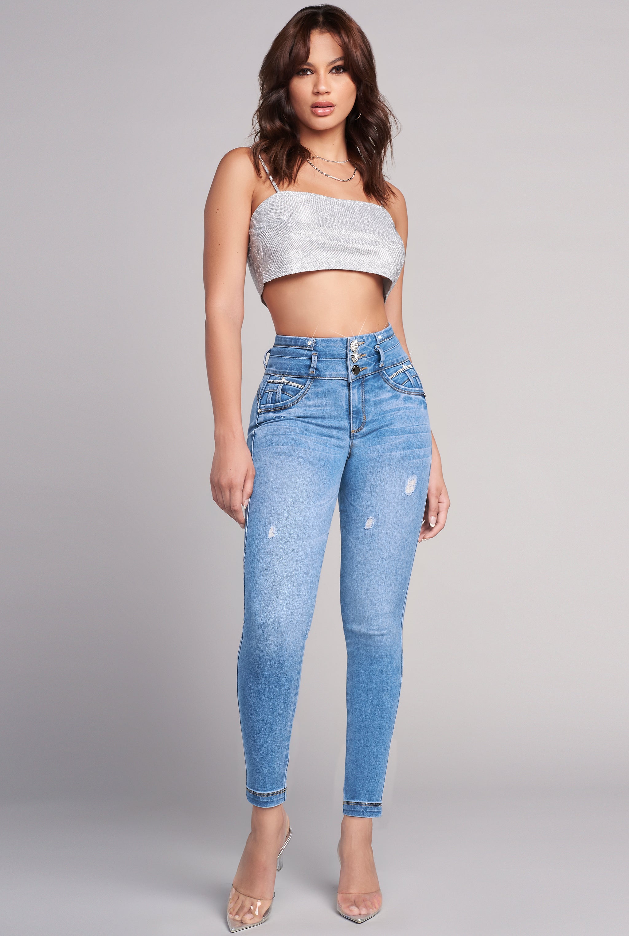 Jeans Súper Skinny Cintura Alta Push UP 9533STCL