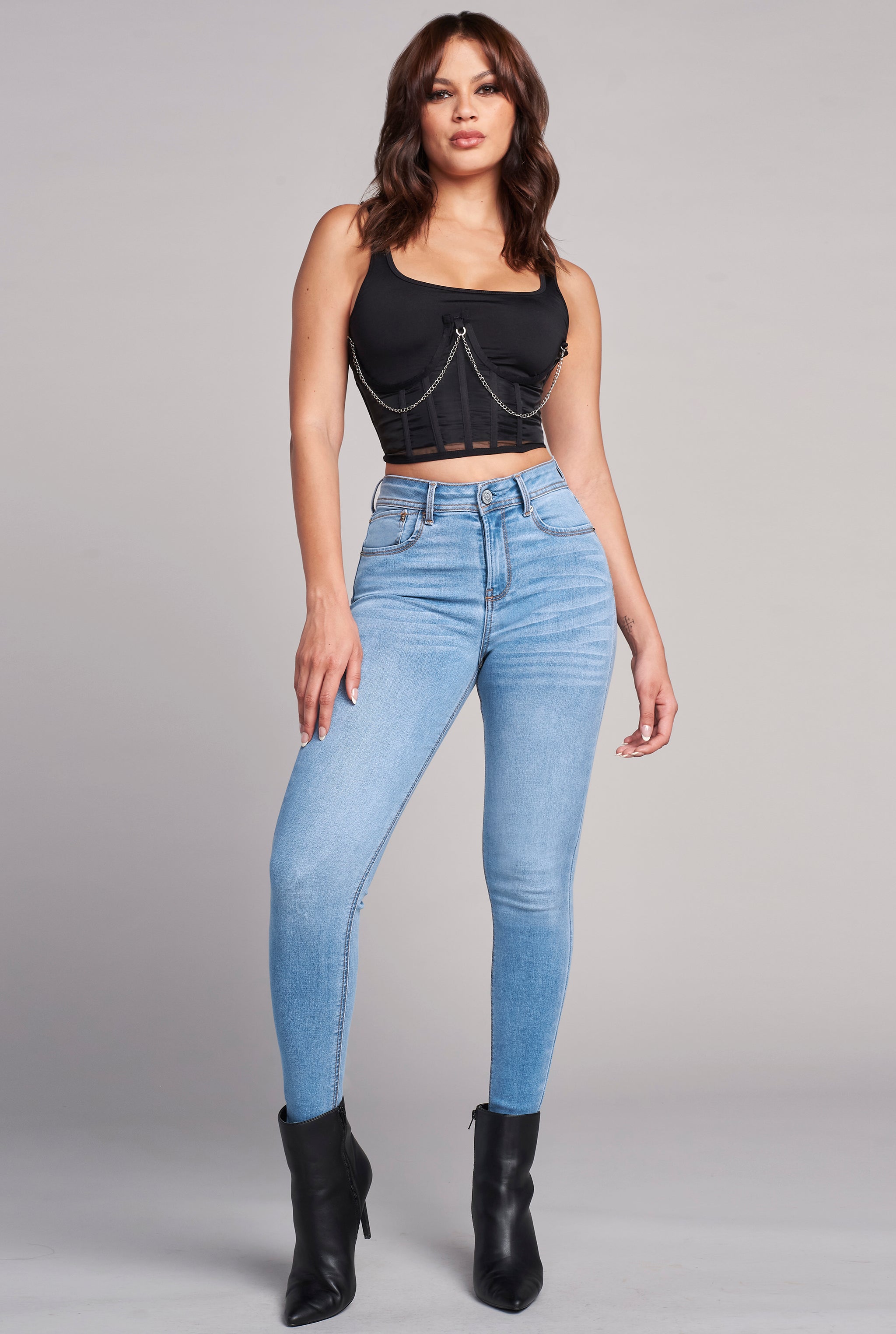 JEANS SÚPER SKINNY CINTURA ALTA PUSH UP 4223AZCL