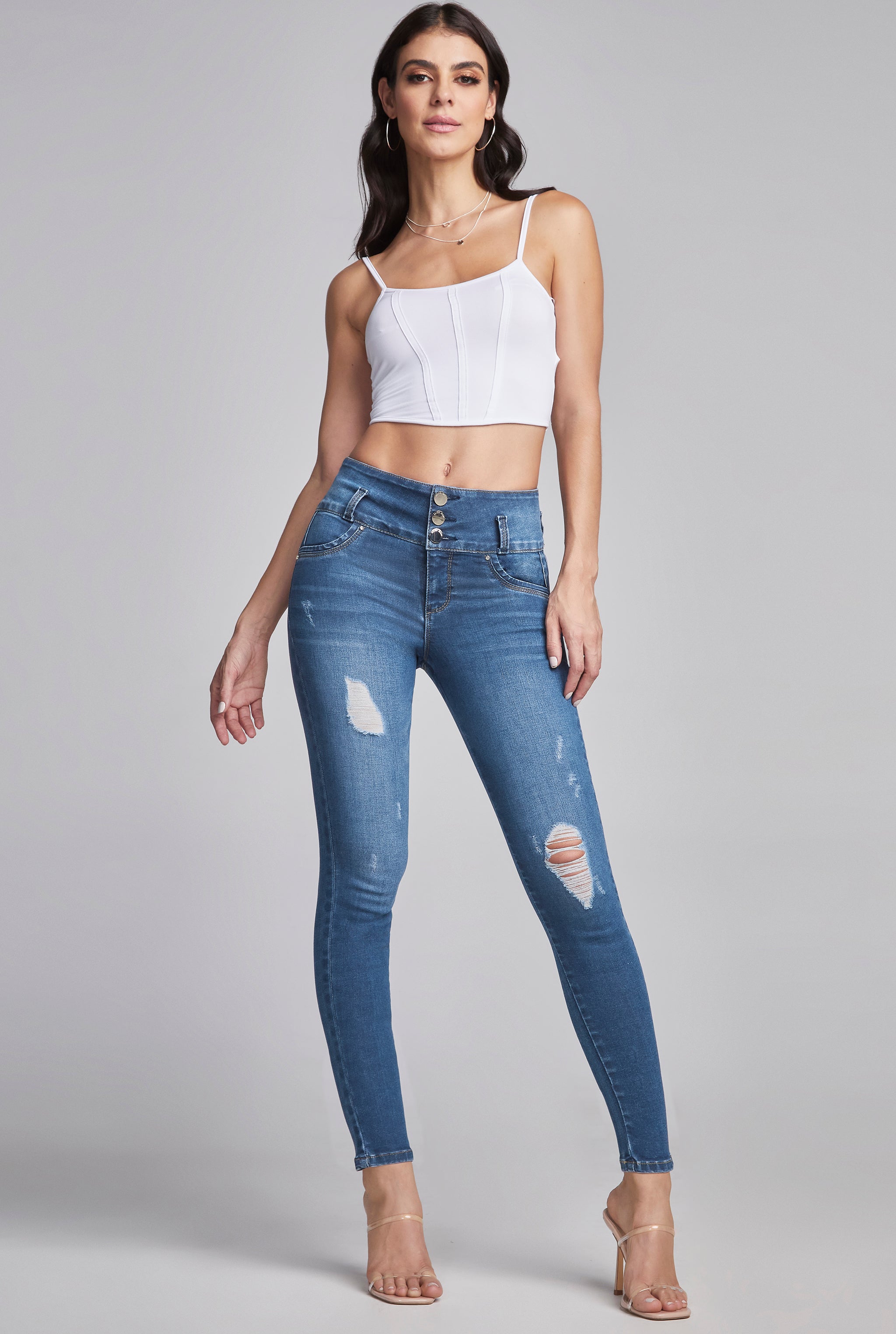 JEANS SUPER SKINNY CINTURA ALTA TECNOLOGÍA PUSH UP 8034STOB