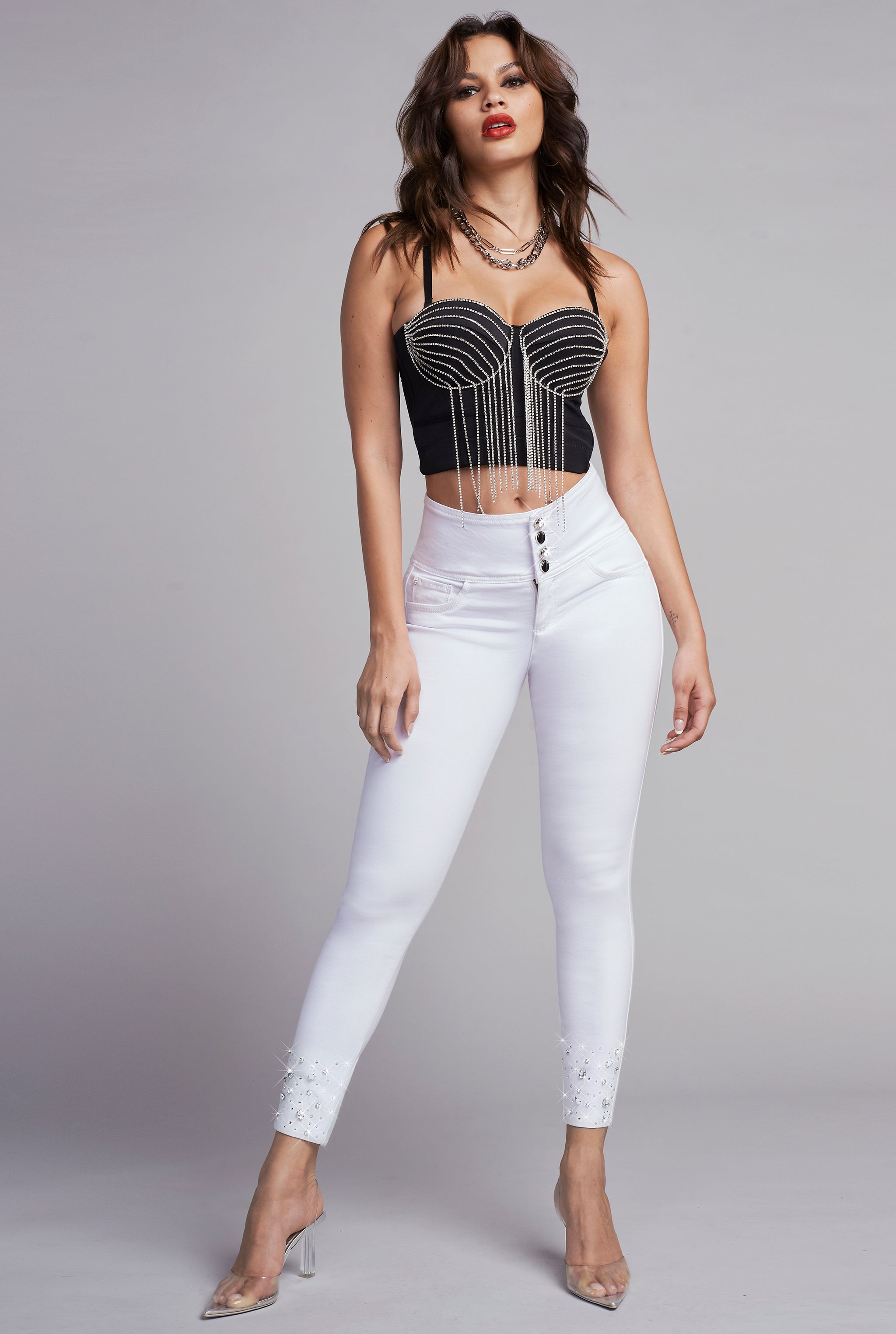 JEANS SÚPER SKINNY CINTURA ALTA PUSH UP 9510BLCO