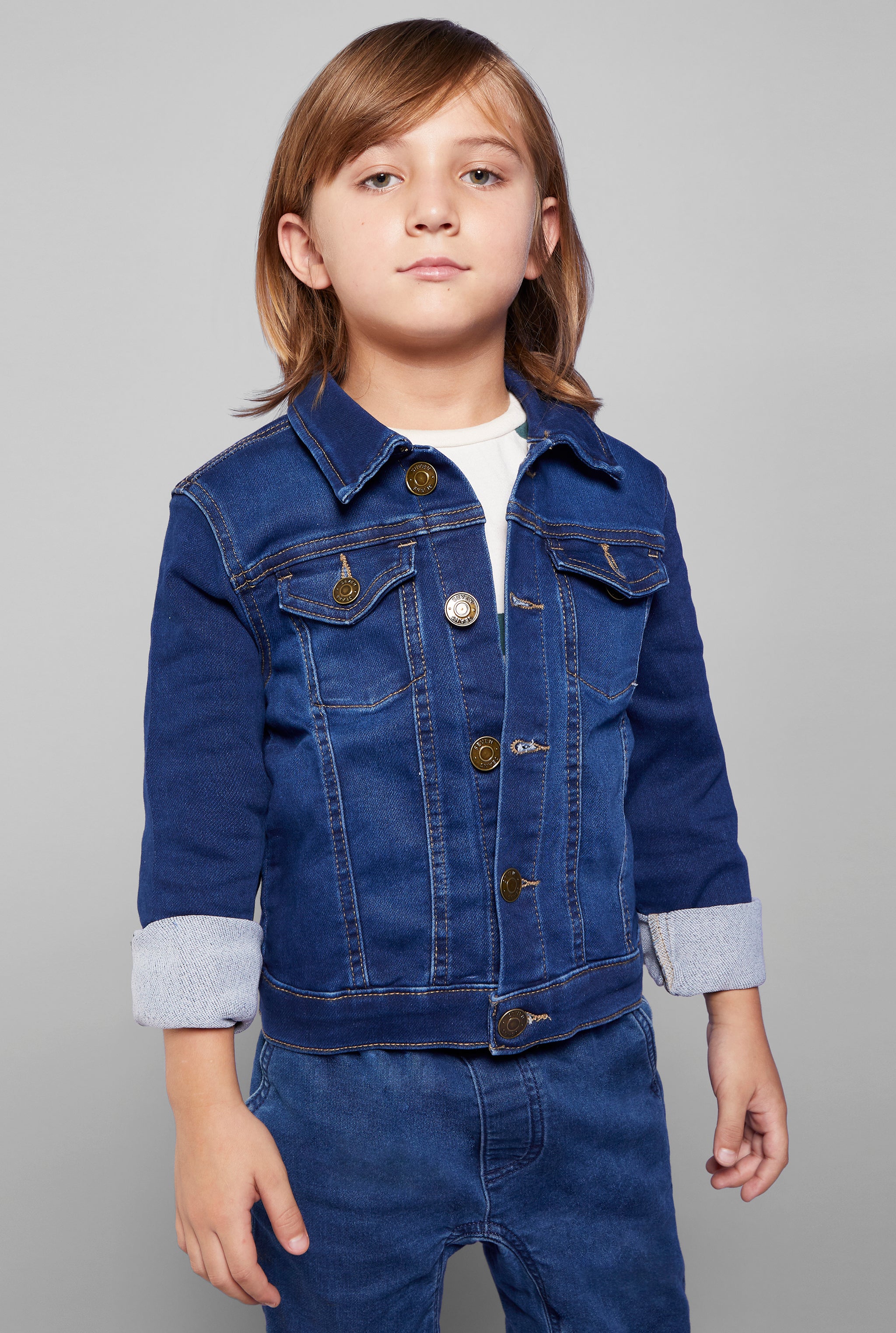 CHAMARRA SLIM COLOR AZUL MEDIO PARA NIÑO 3246STOB