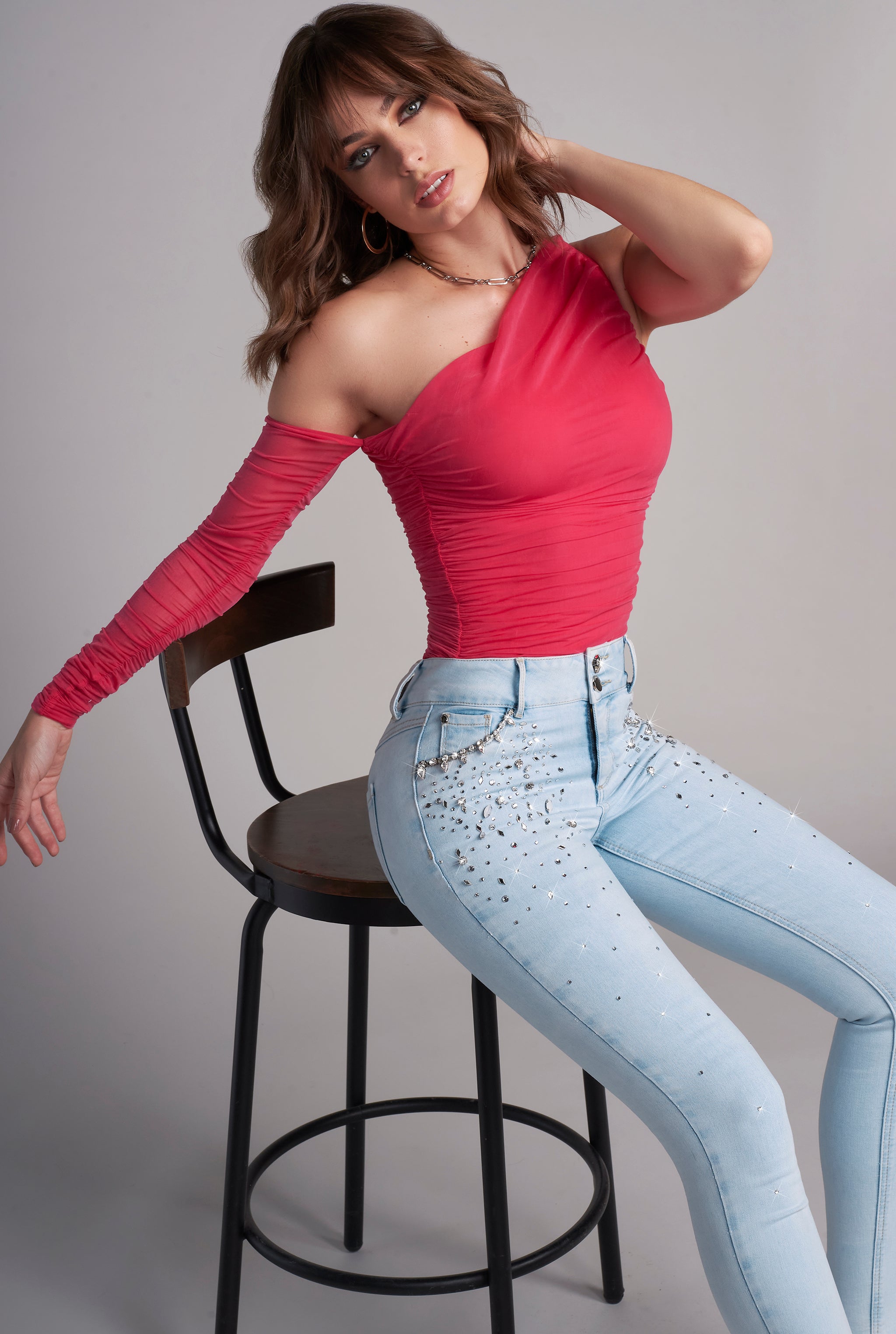 JEANS SÚPER SKINNY CINTURA ALTA PUSH UP 9507AZCL
