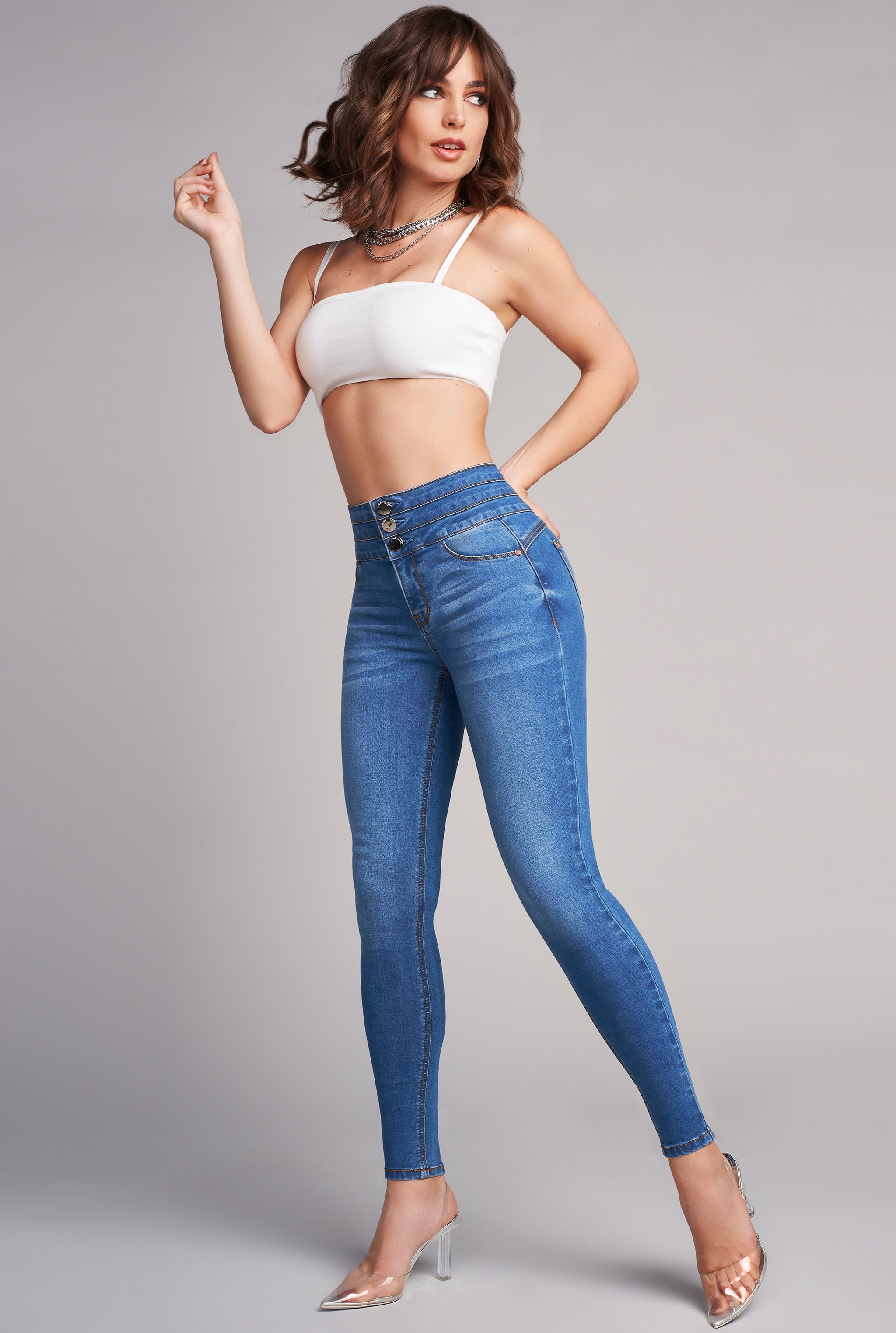 JEANS SUPER SKINNY CINTURA ALTA PUSH UP 4222AZOB