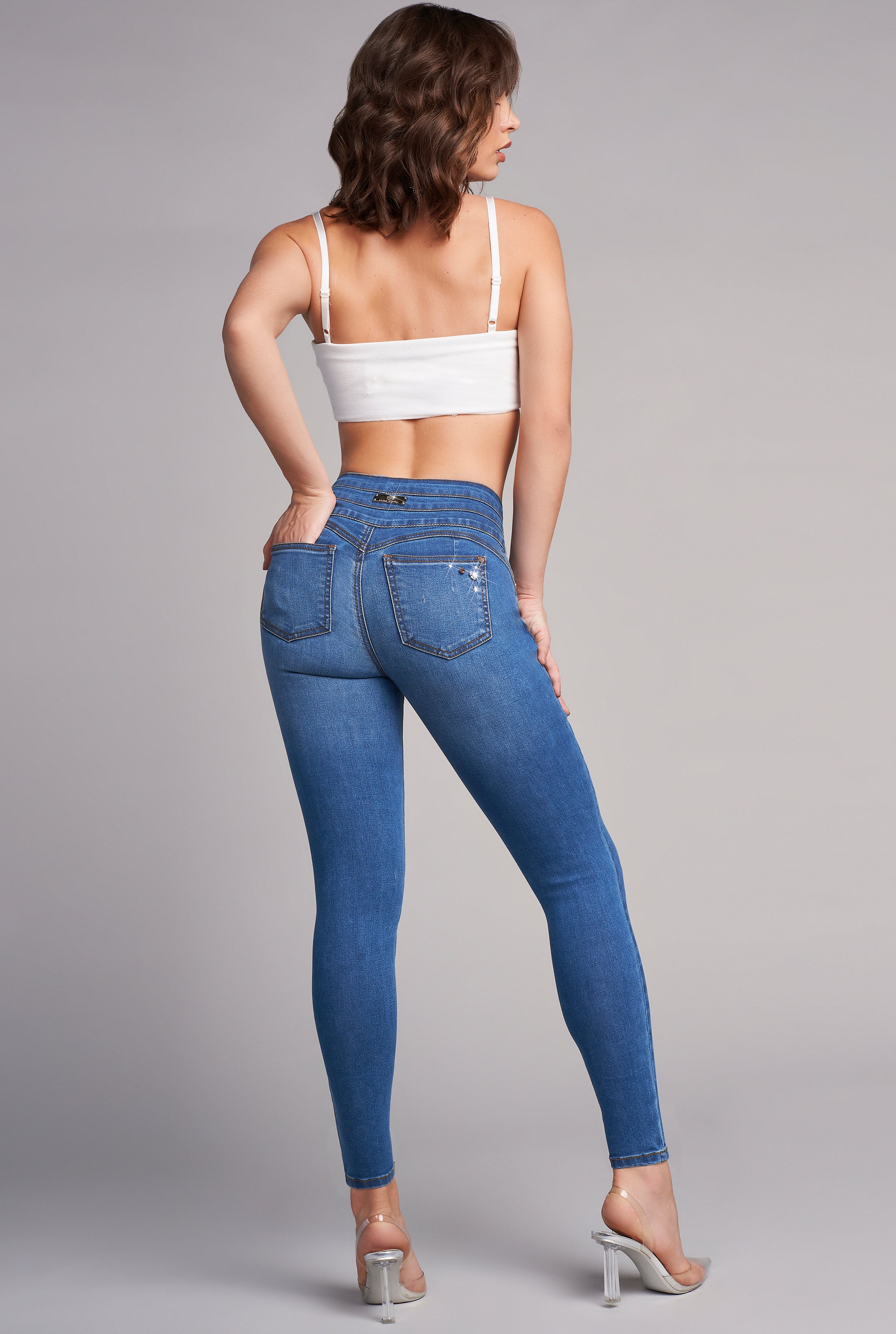 JEANS SUPER SKINNY CINTURA ALTA PUSH UP 4222AZOB