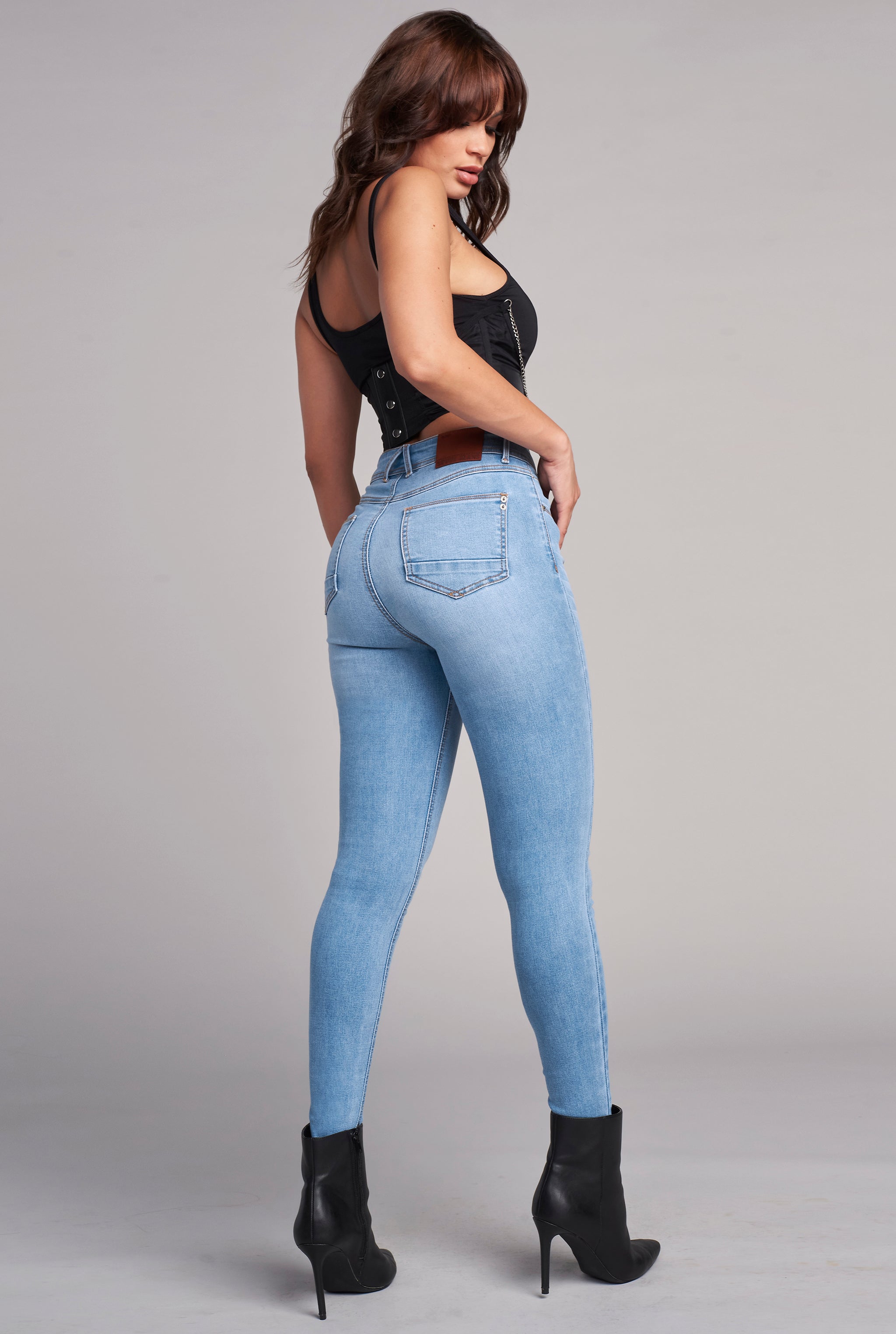 JEANS SÚPER SKINNY CINTURA ALTA PUSH UP 4223AZCL