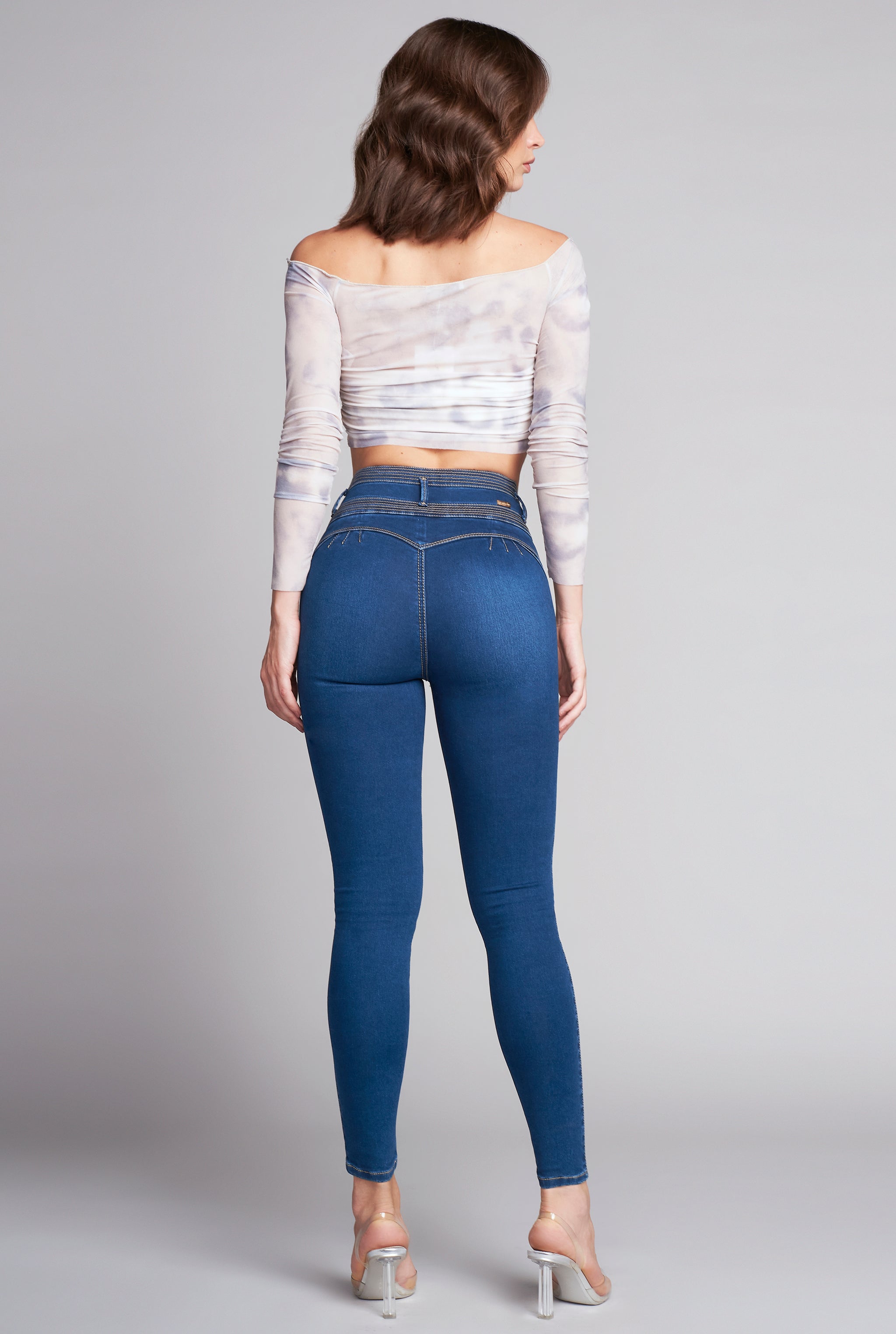JEANS SÚPER SKINNY CINTURA ALTA PUSH UP 6094AZOB