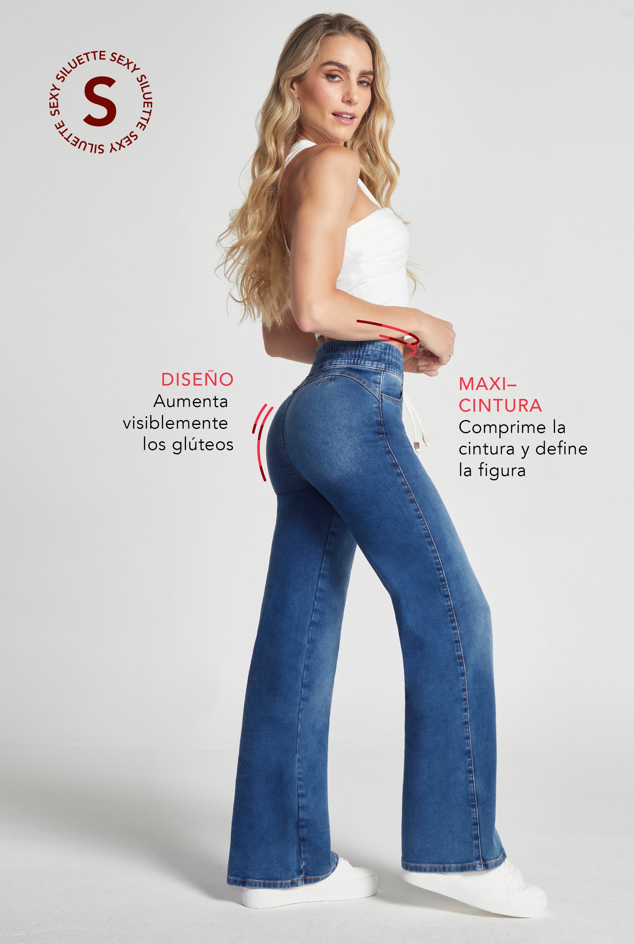 JEANS DE PIERNA ANCHA CINTURA ALTA TECNOLOGÍA SEXY SILUETTE 9922STME