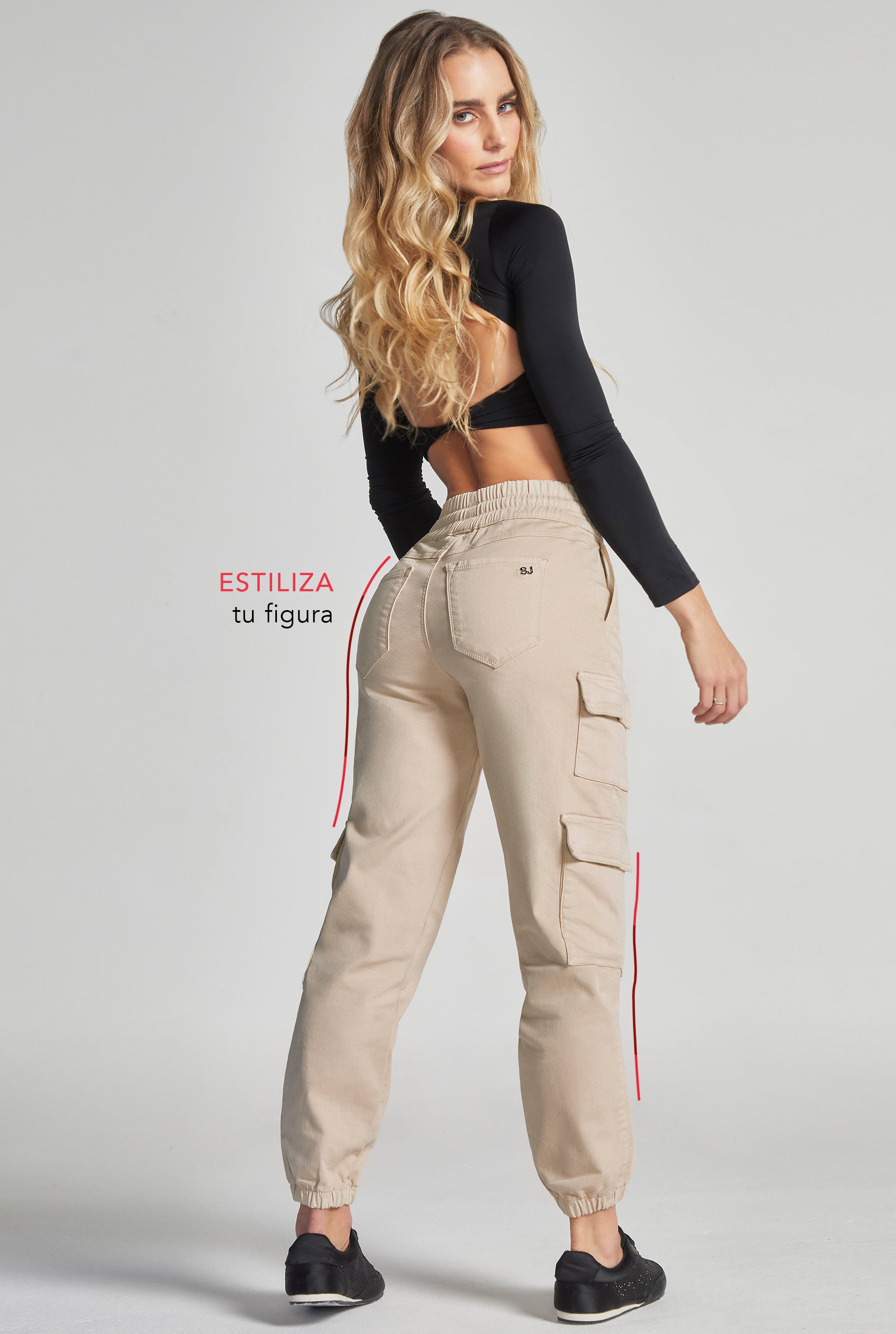 JOGGER CINTURA ALTA COLOR KAKHI 0087KAKI