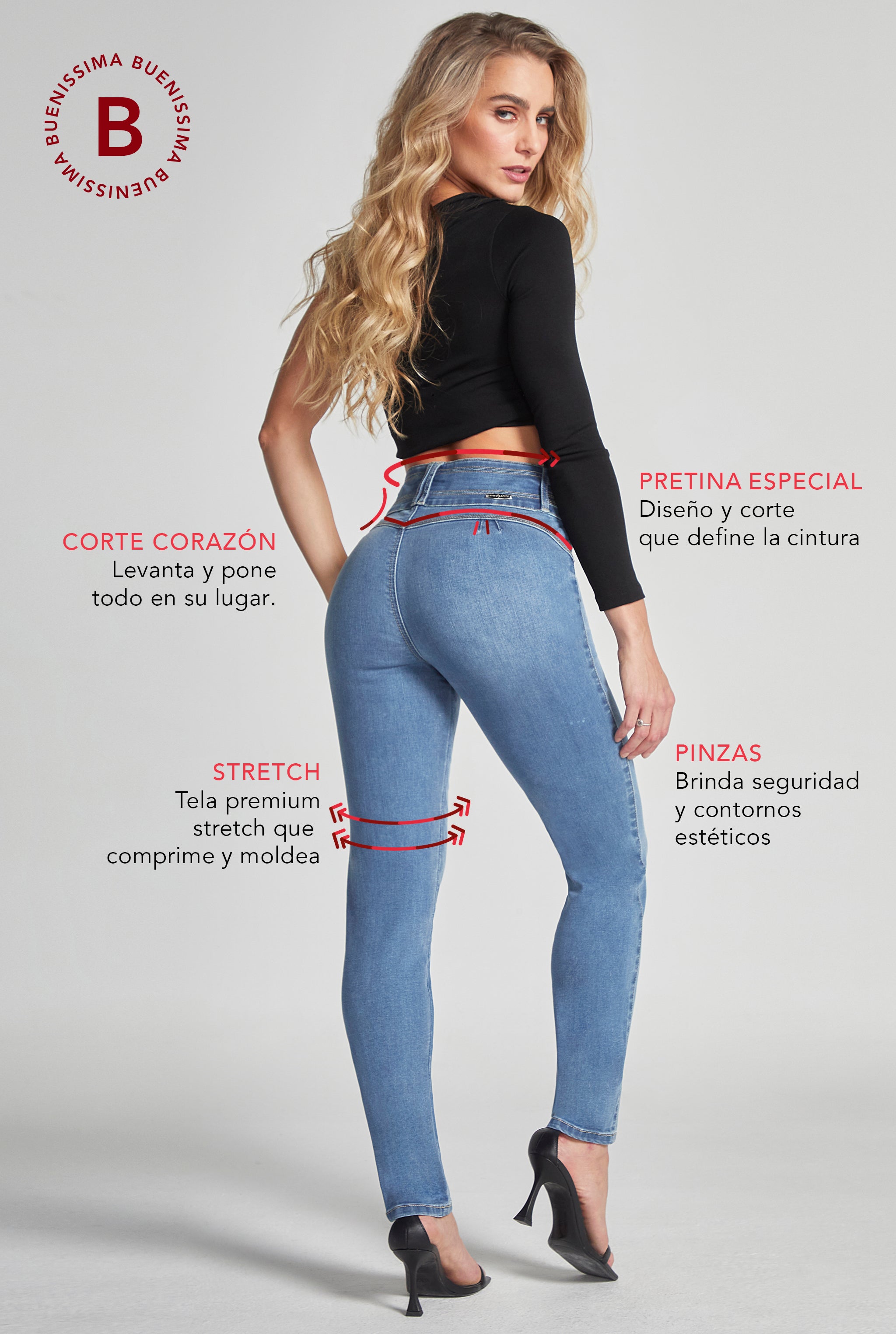 JEANS SKINNY CINTURA ALTA TECNOLOGÍA BUENÍSSIMA 0072STME