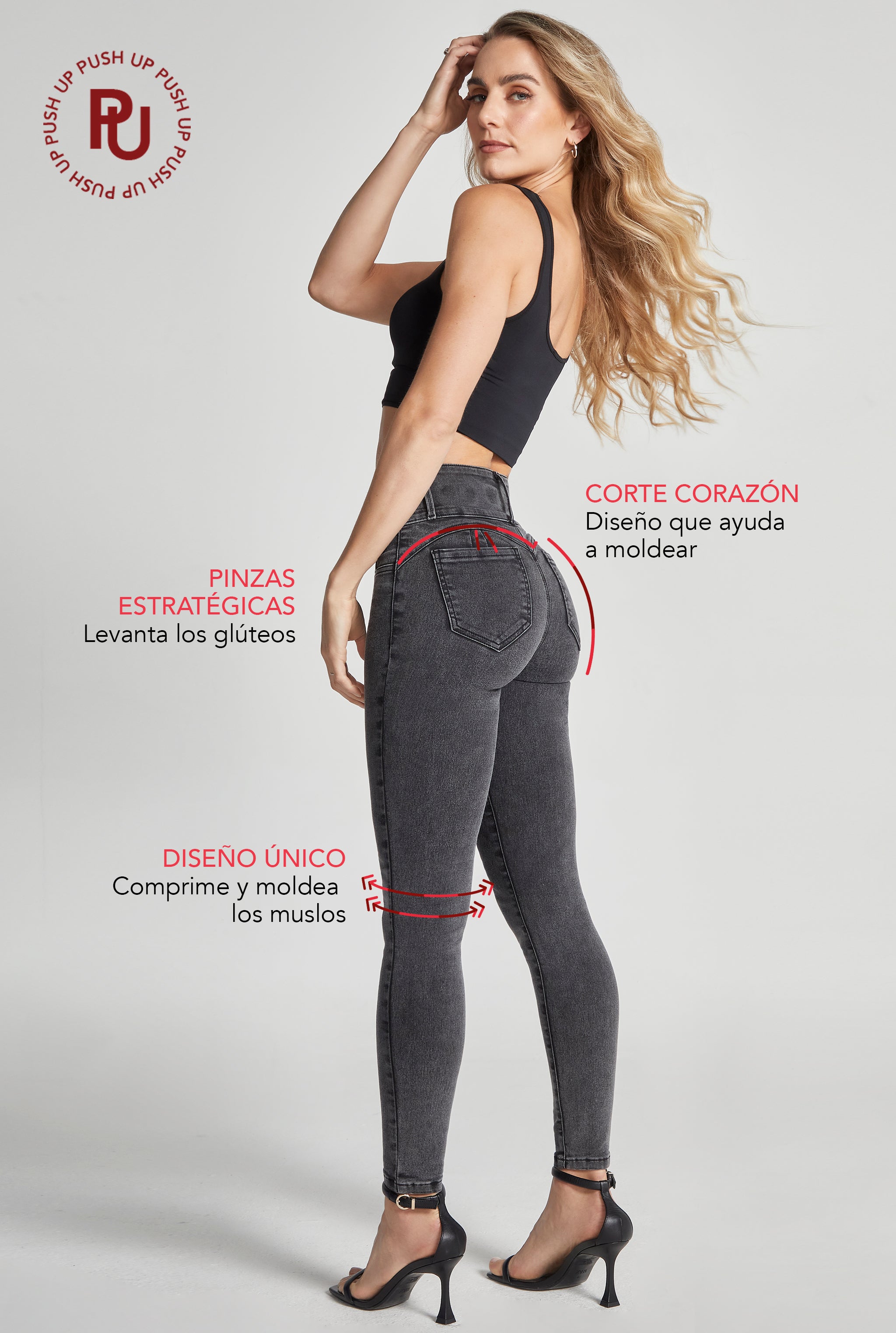 JEANS SKINNY CINTURA ALTA COLOR GRIS 2144GRIS