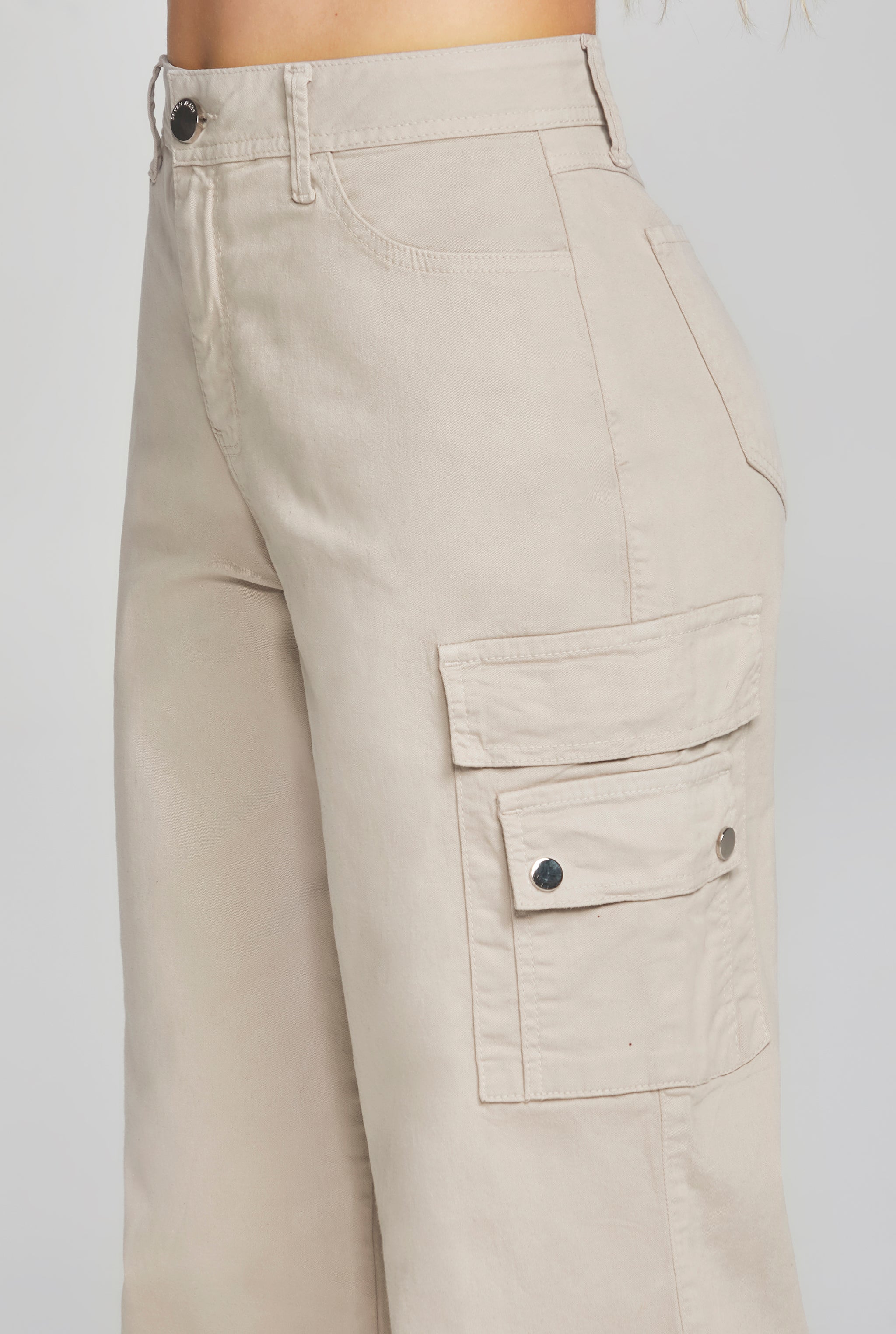 JEANS CARGO CINTURA ALTA COLOR KHAKI 0032KAKI