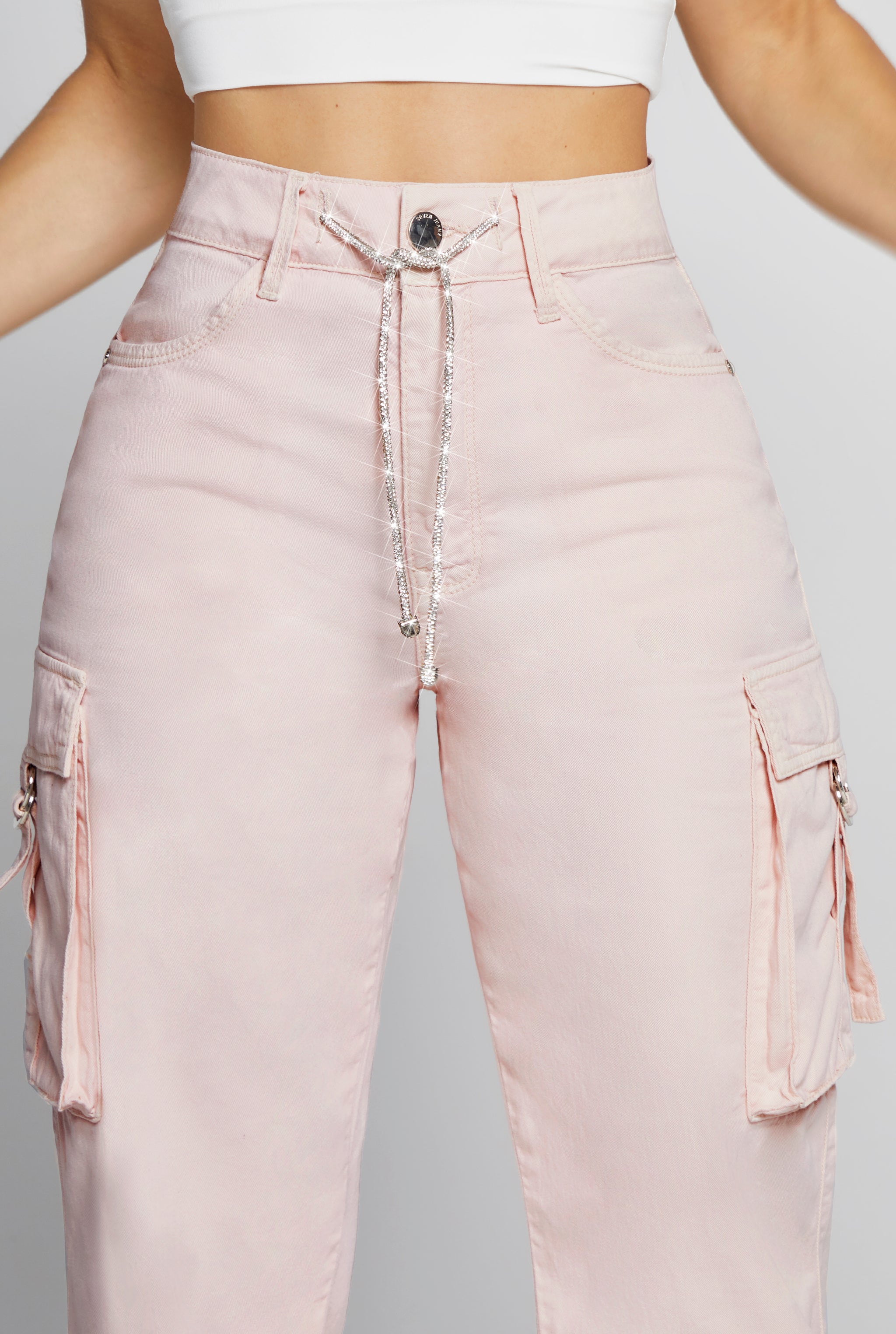 JEANS CARGO PIERNA ANCHA COLOR ROSA CLARO 9909ROSA