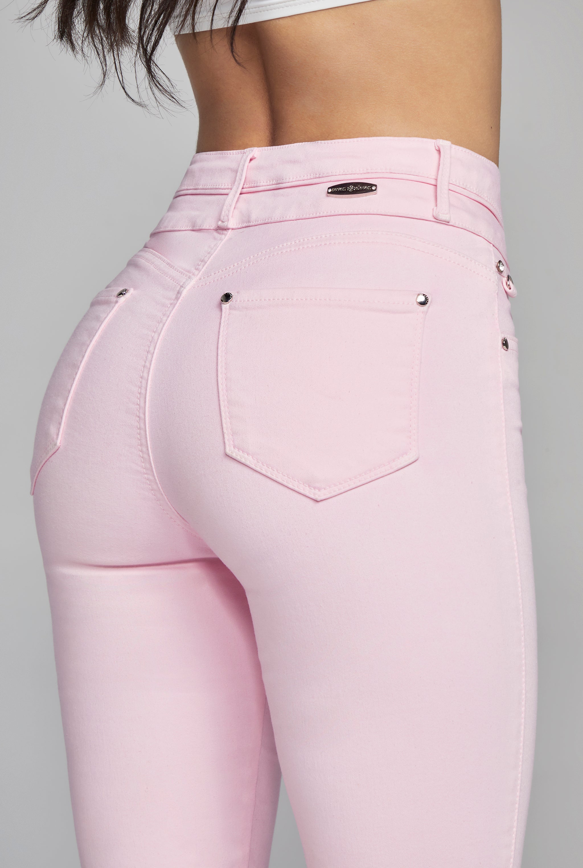 JEANS SUPER SKINNY CINTURA ALTA COLOR ROSA CLARO 9904ROSA