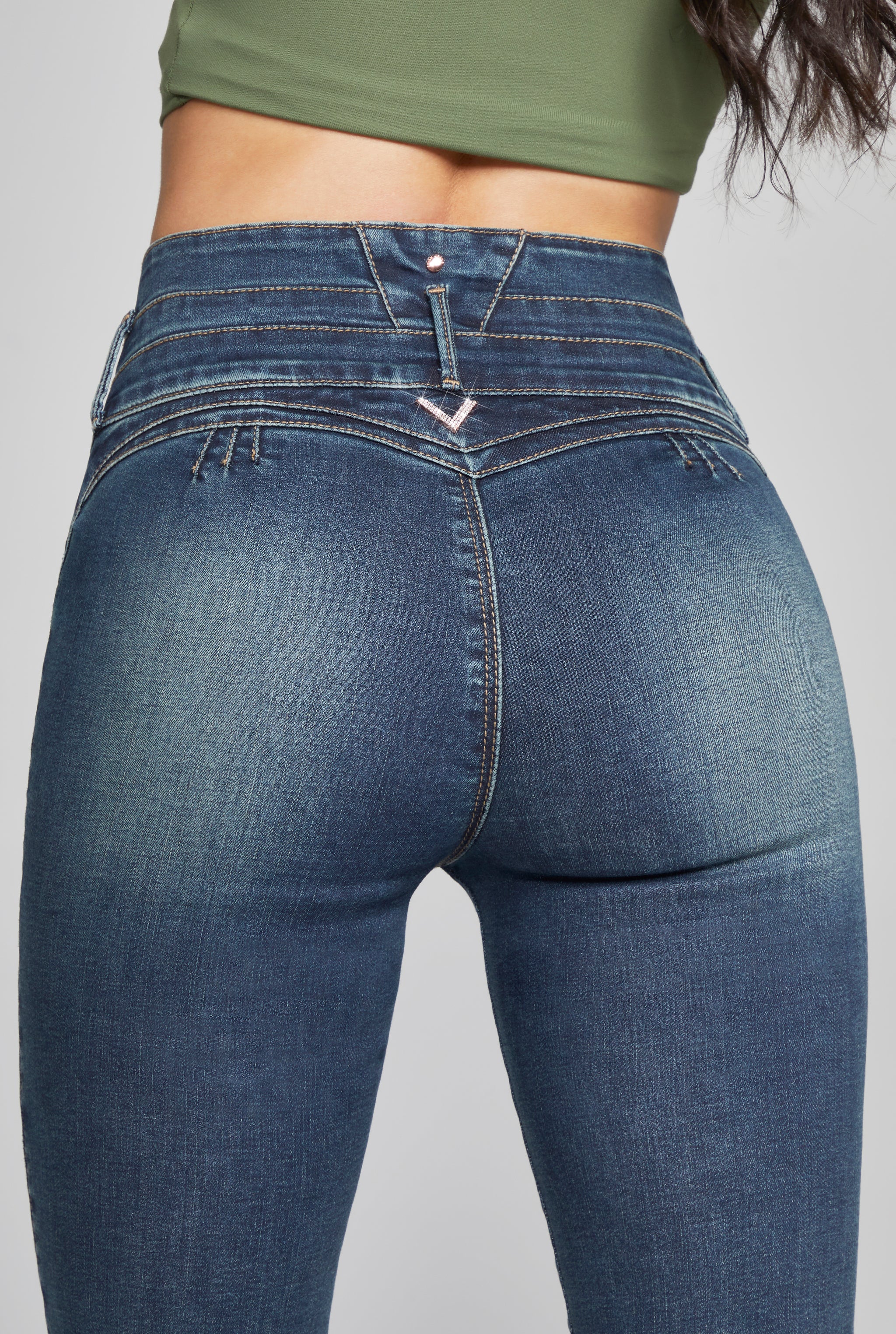 JEANS SÚPER SKINNY CINTURA ALTA COLOR AZUL OSCURO 9796STMO