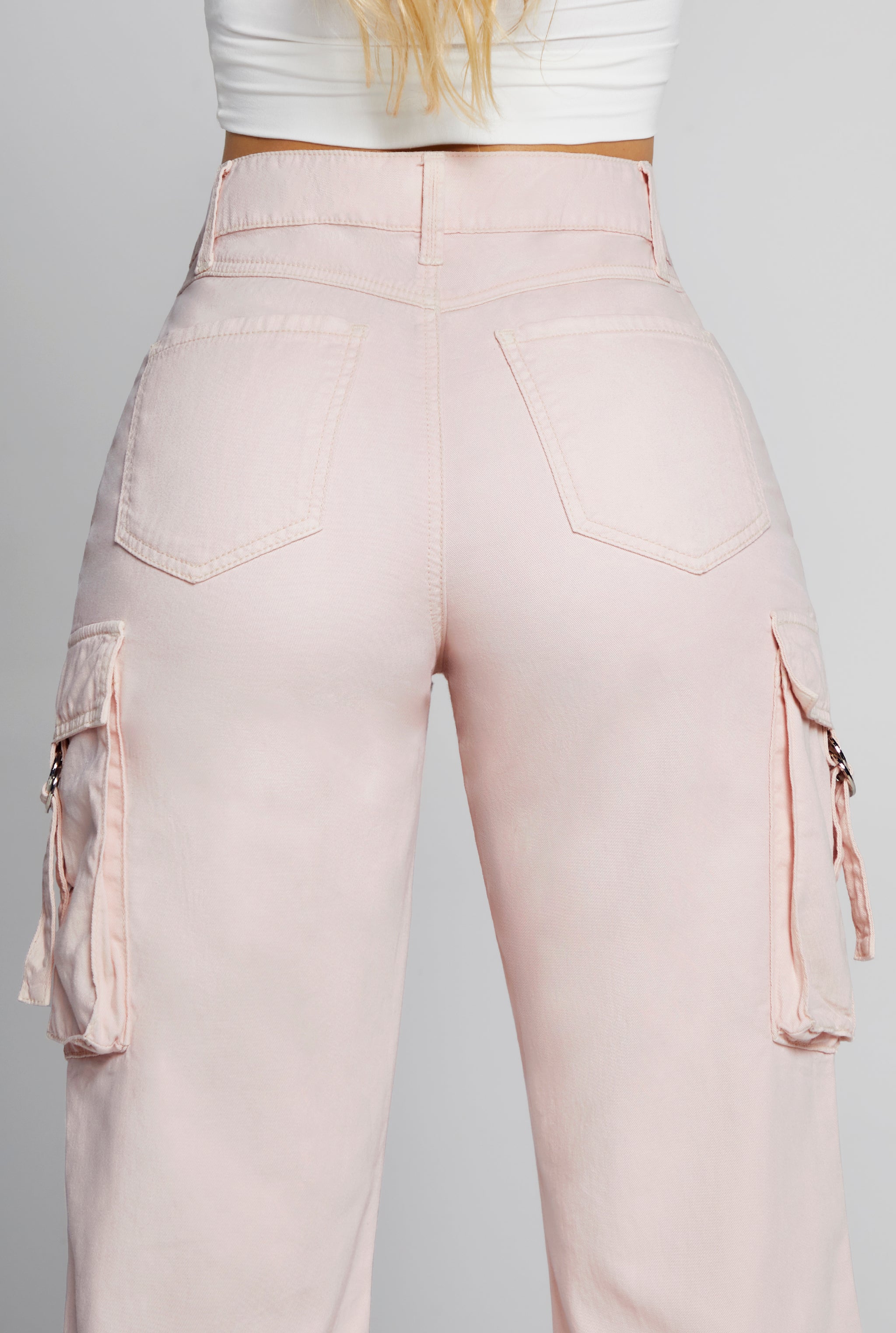JEANS CARGO PIERNA ANCHA COLOR ROSA CLARO 9909ROSA