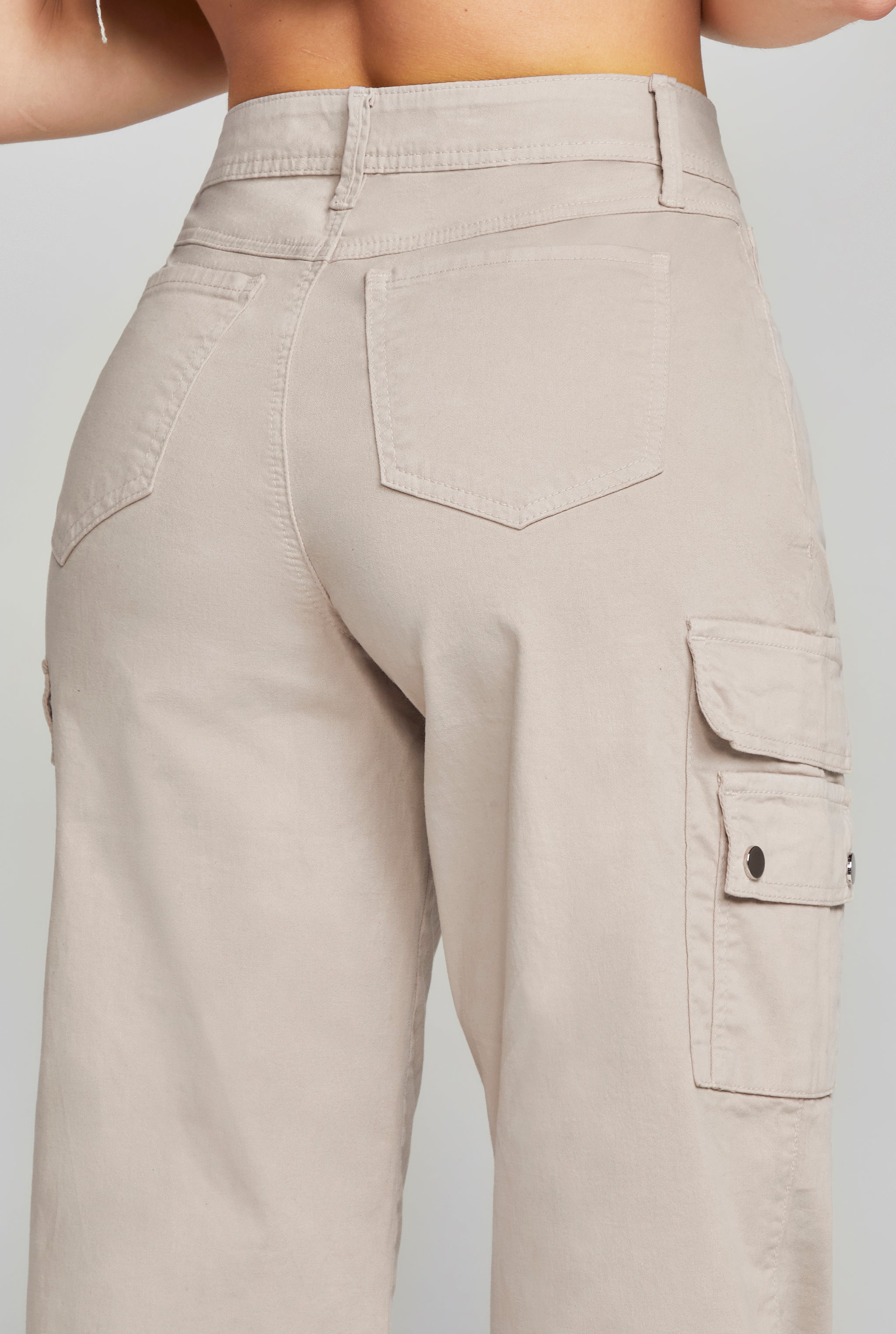 JEANS CARGO CINTURA ALTA COLOR KHAKI 0032KAKI