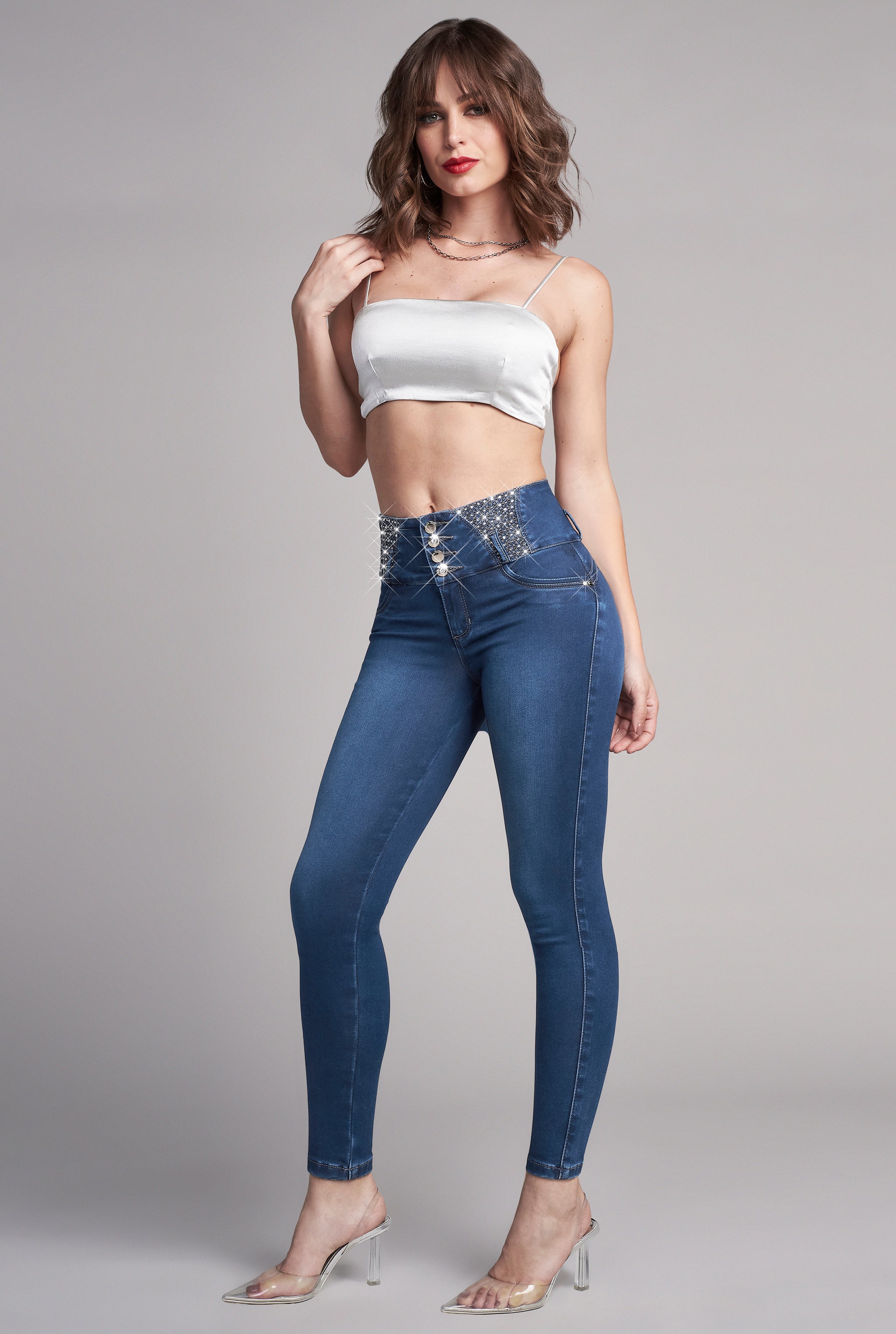 JEANS SÚPER SKINNY CINTURA ALTA PUSH UP 9535AZOB