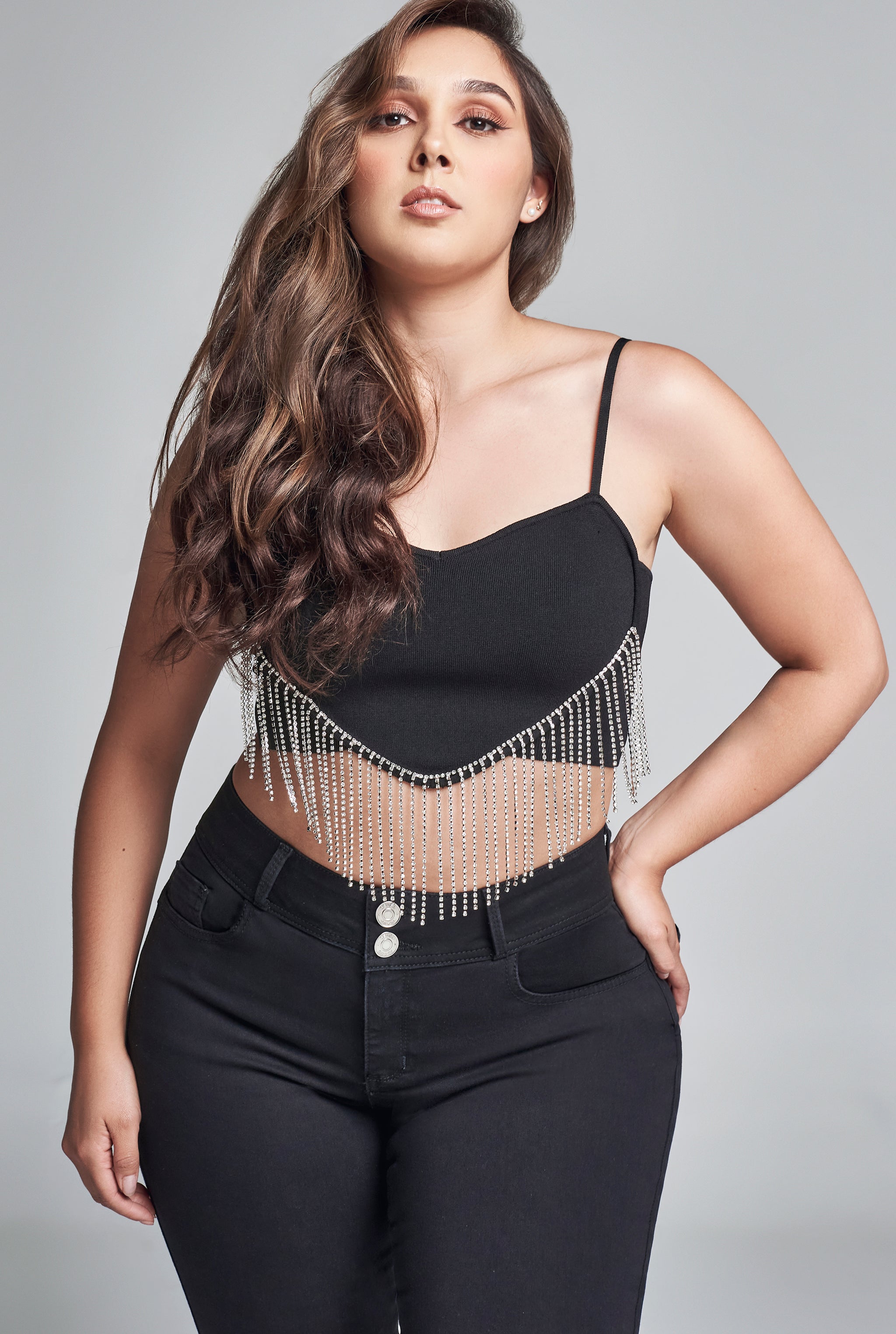 JEANS CURVI CORTE SKINNY CINTURA ALTA TECNOLOGÍA PUSH UP 0118NGRO