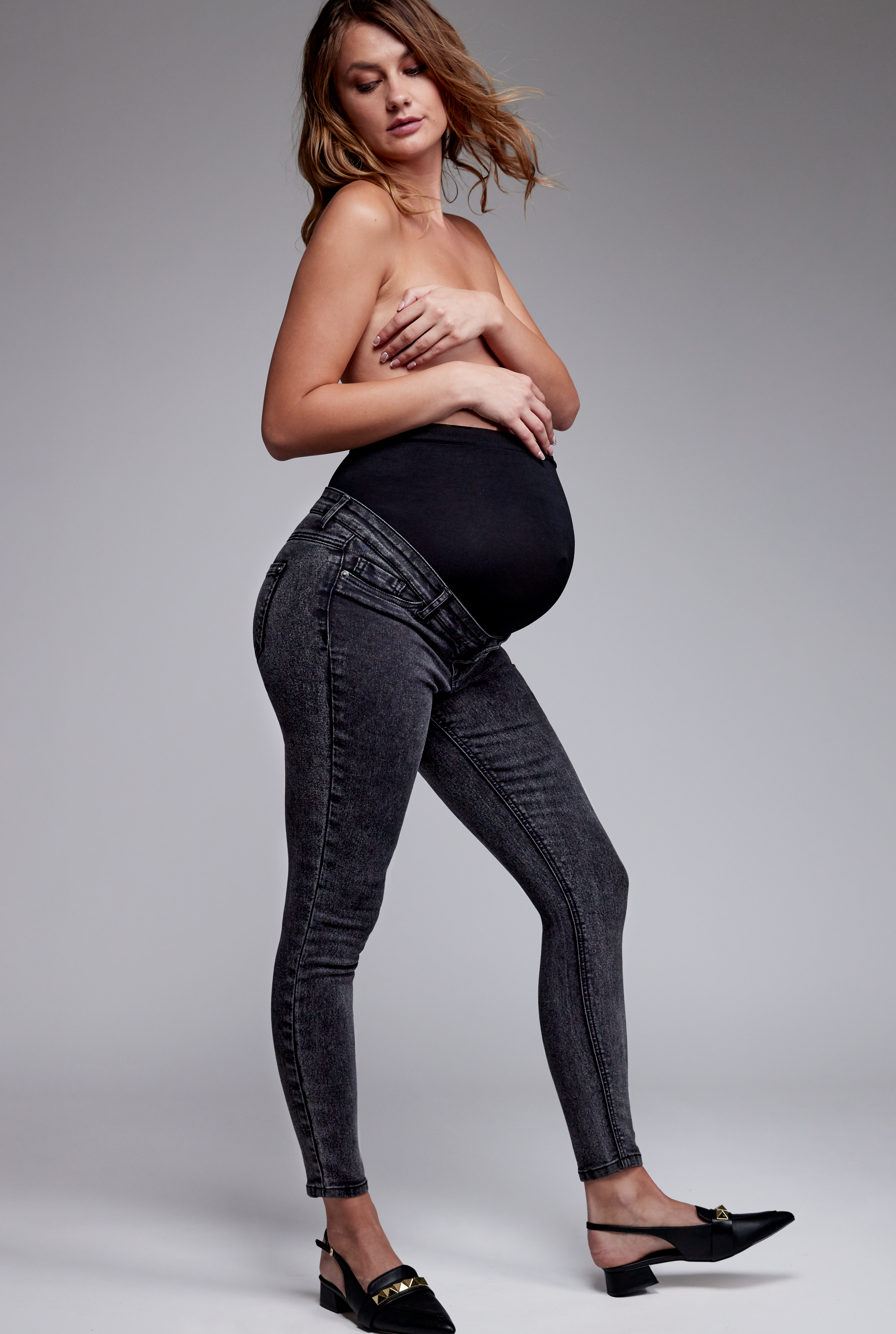 JEANS SÚPER SKINNY DE MATERNIDAD 4190GRIS