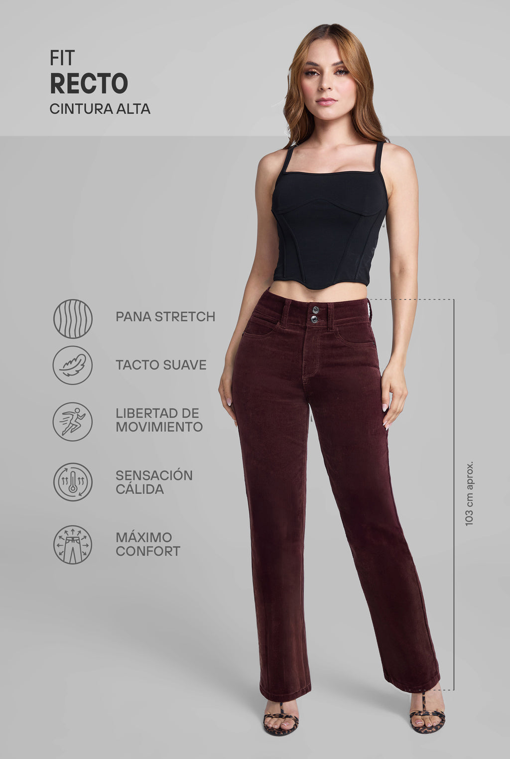 JEANS CINTURA ALTA RECTO 0242VINO