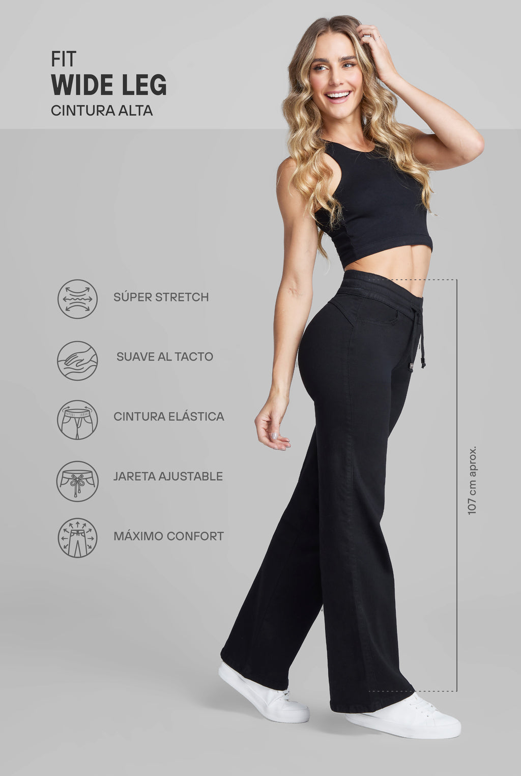 JEANS WIDE LEG 9922NGRO