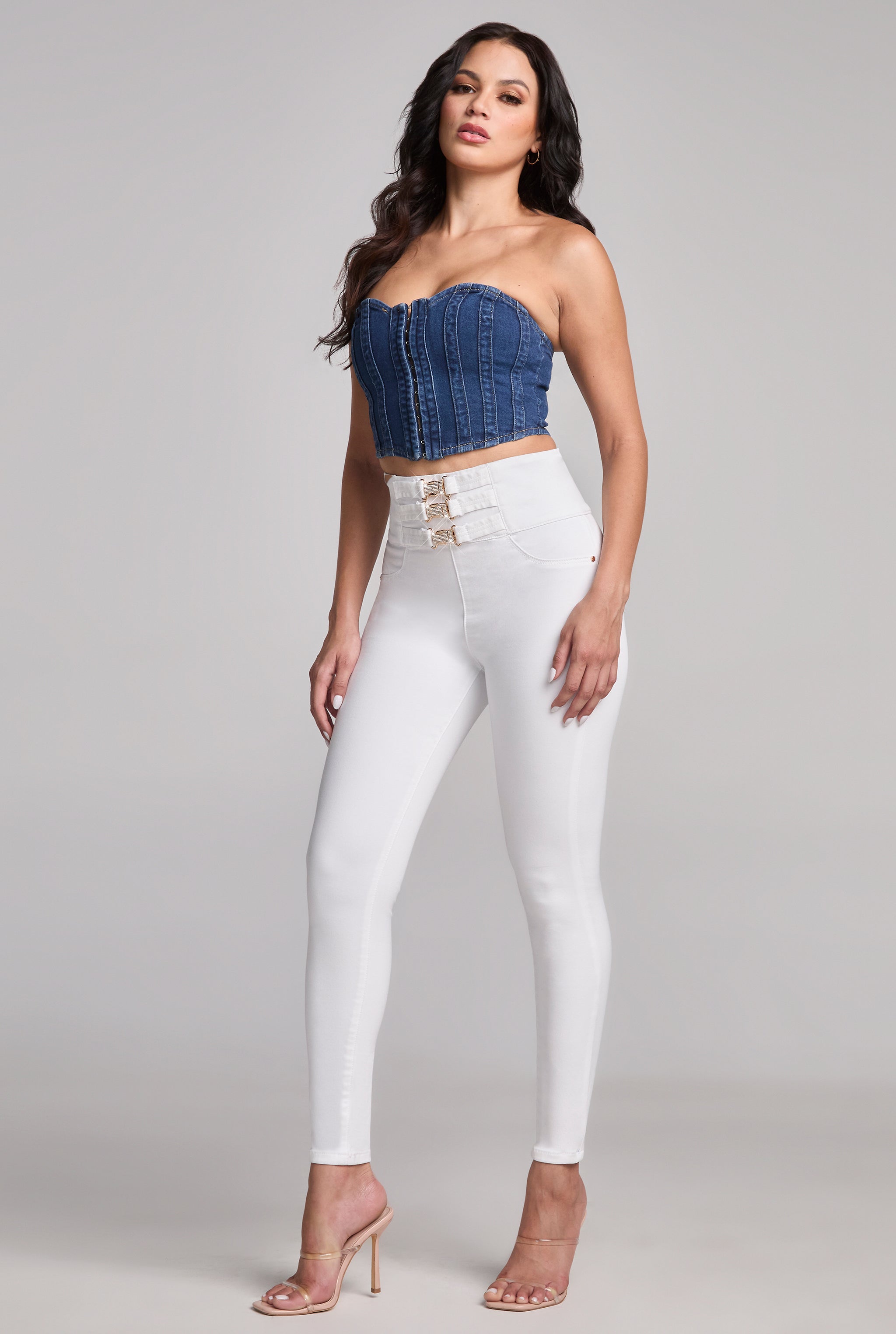 JEANS SUPER SKINNY CINTURA SUPER ALTA BLANCO TECNOLOGÍA BUENÍSSIMA 9859BLCO