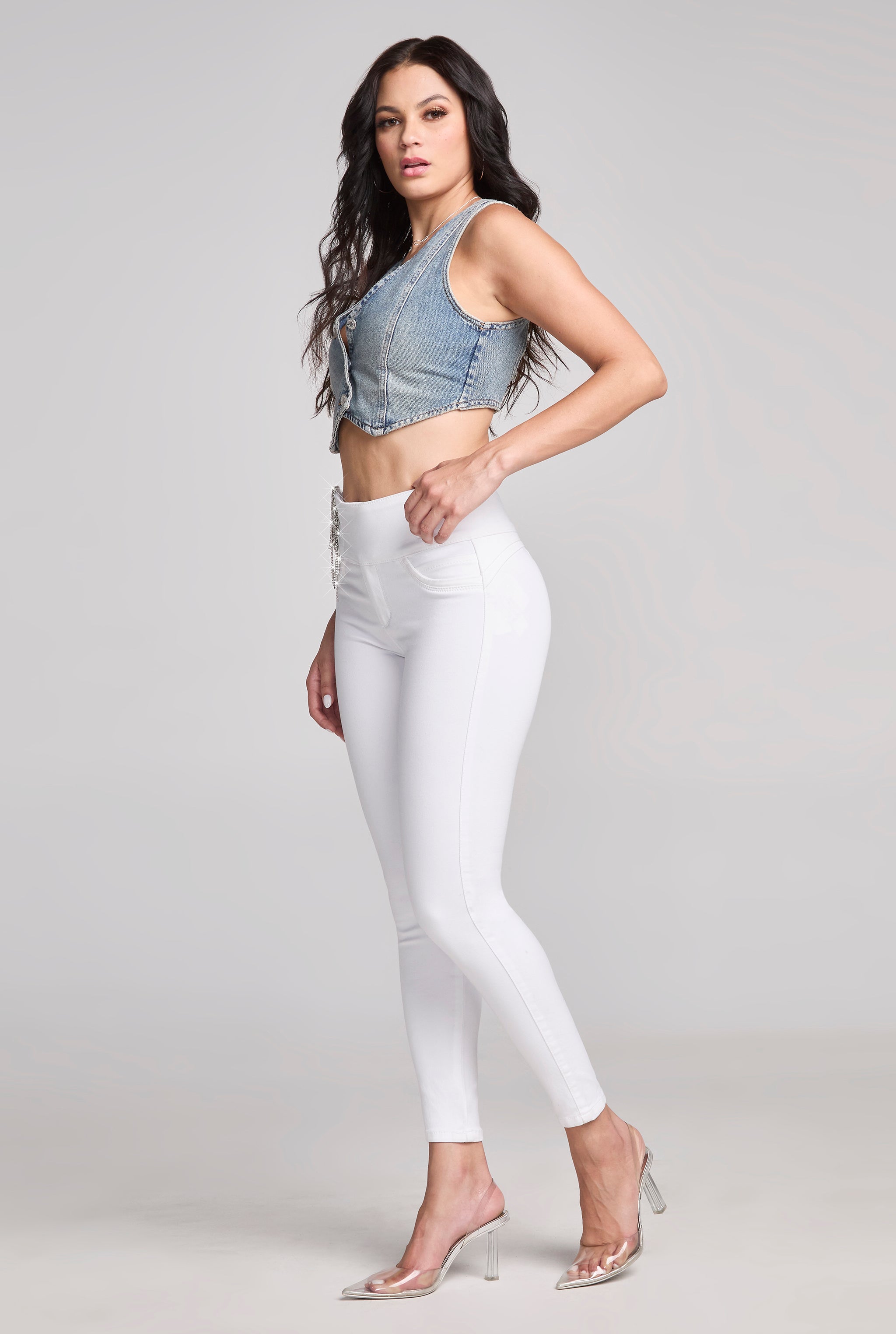 JEANS SUPER SKINNY CINTURA ALTA BLANCO TECNOLOGÍA BUENÍSSIMA 9784BLCO