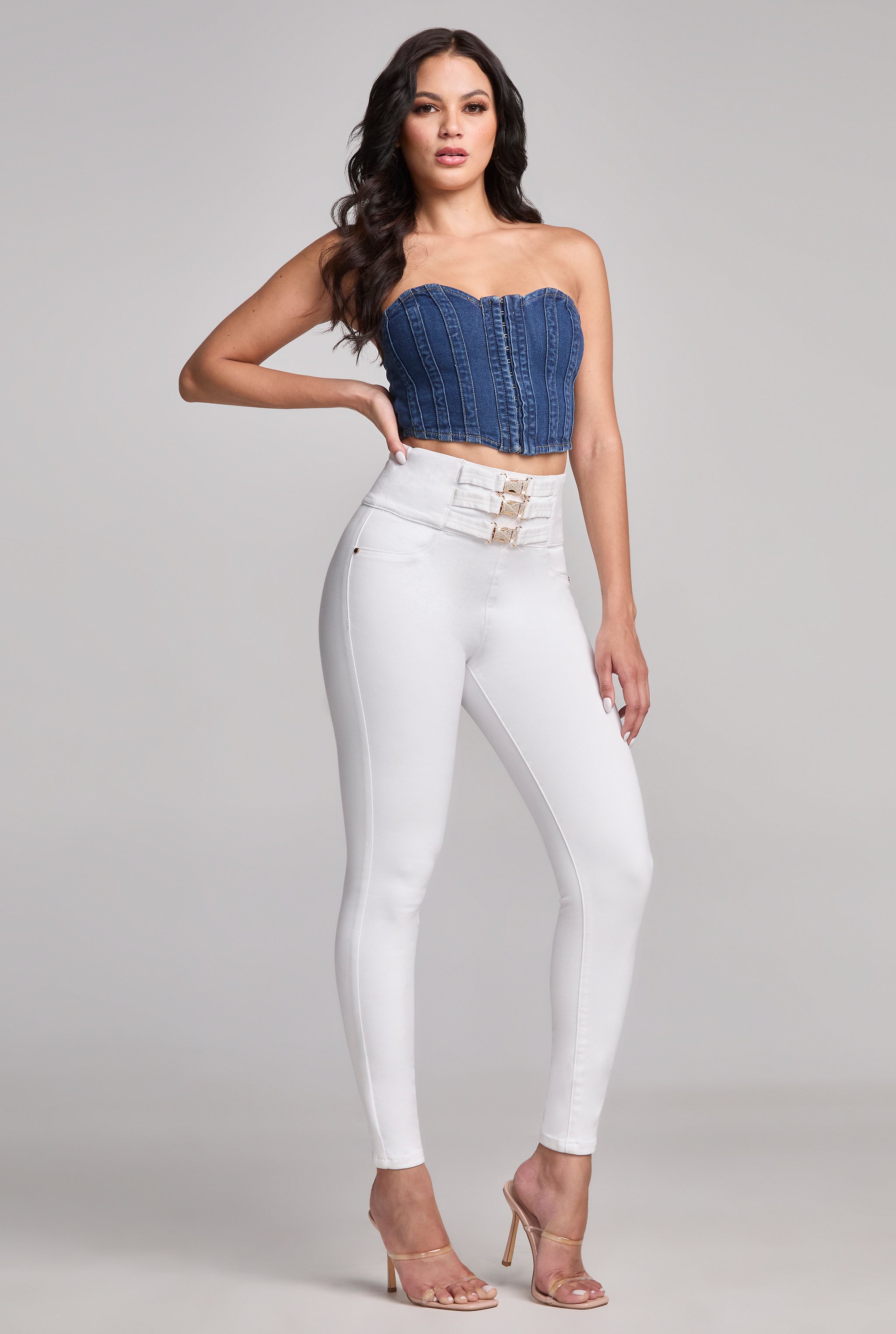 JEANS SUPER SKINNY CINTURA SUPER ALTA BLANCO TECNOLOGÍA BUENÍSSIMA 9859BLCO