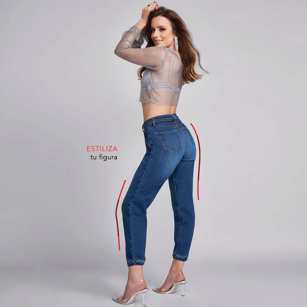 JEANS MOM SLIM CINTURA ALTA AZUL OBSCURO 9370STOB (7831758897289)