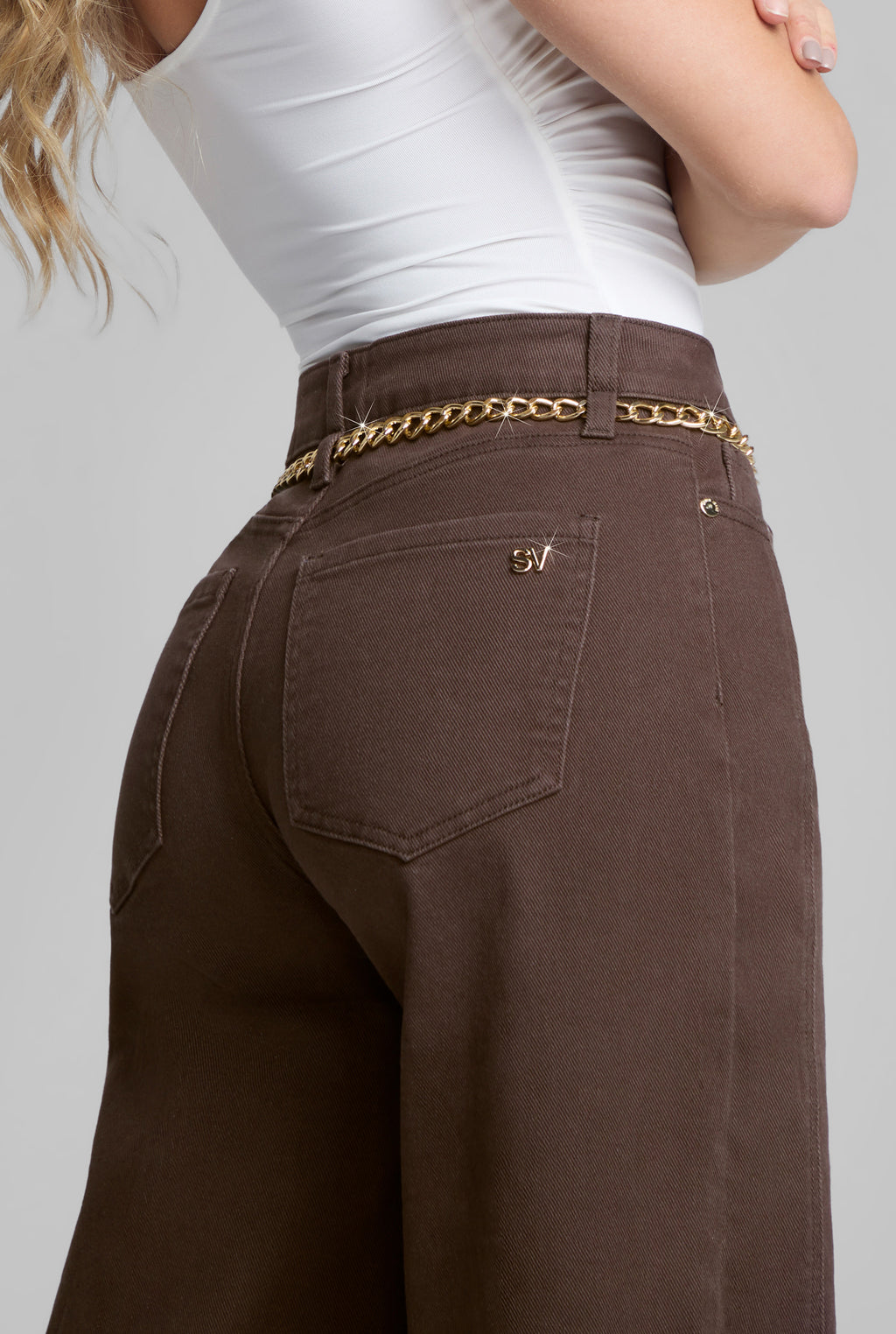JEANS WIDE LEG 0238CHOC