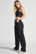 JEANS CARGO CINTURA SÚPER ALTA COLOR NEGRO 0091NGRO (8189539582089)