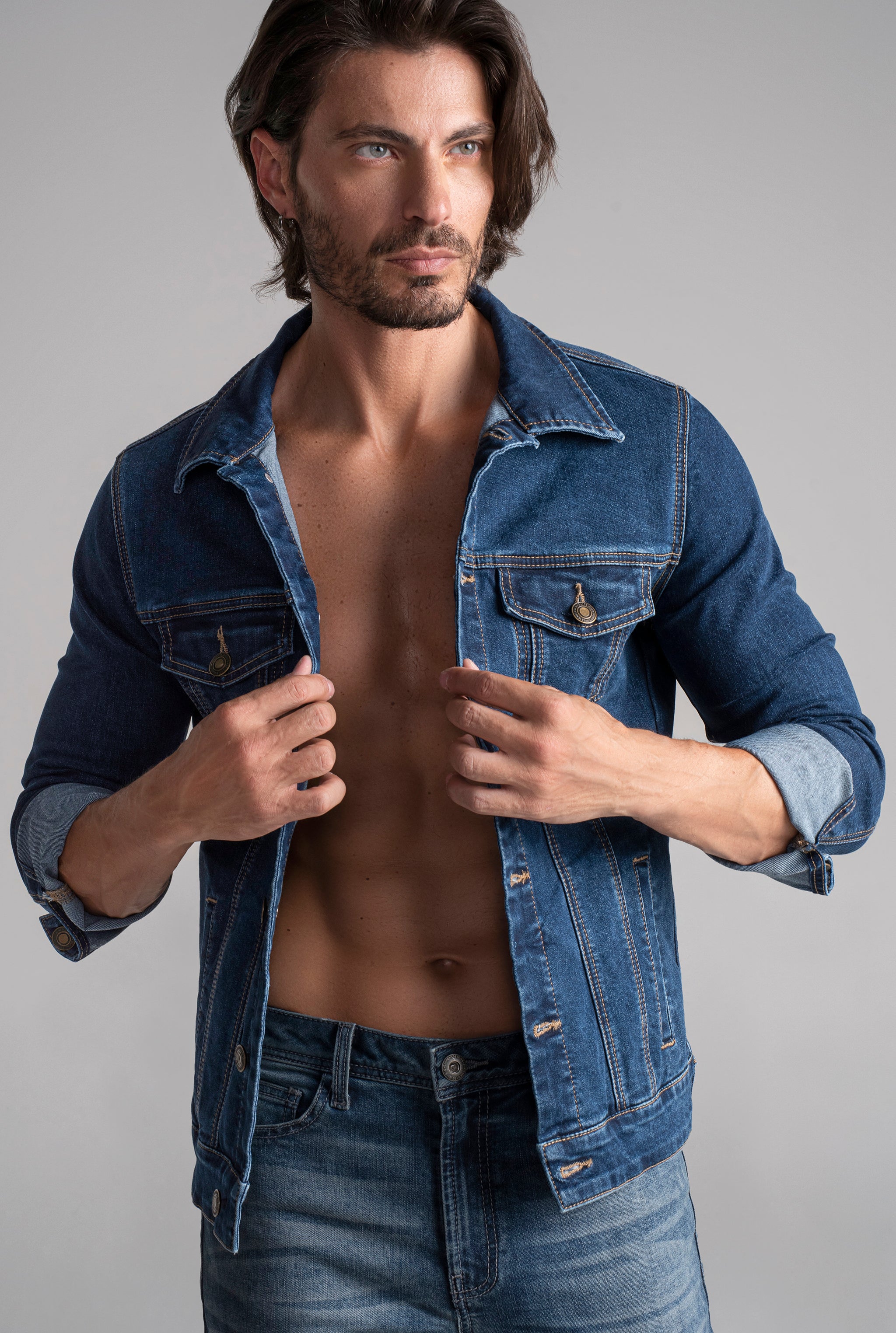 CHAMARRA PARA HOMBRE CORTE SLIM COLOR AZUL MEDIO OBSCURO 3205STOB