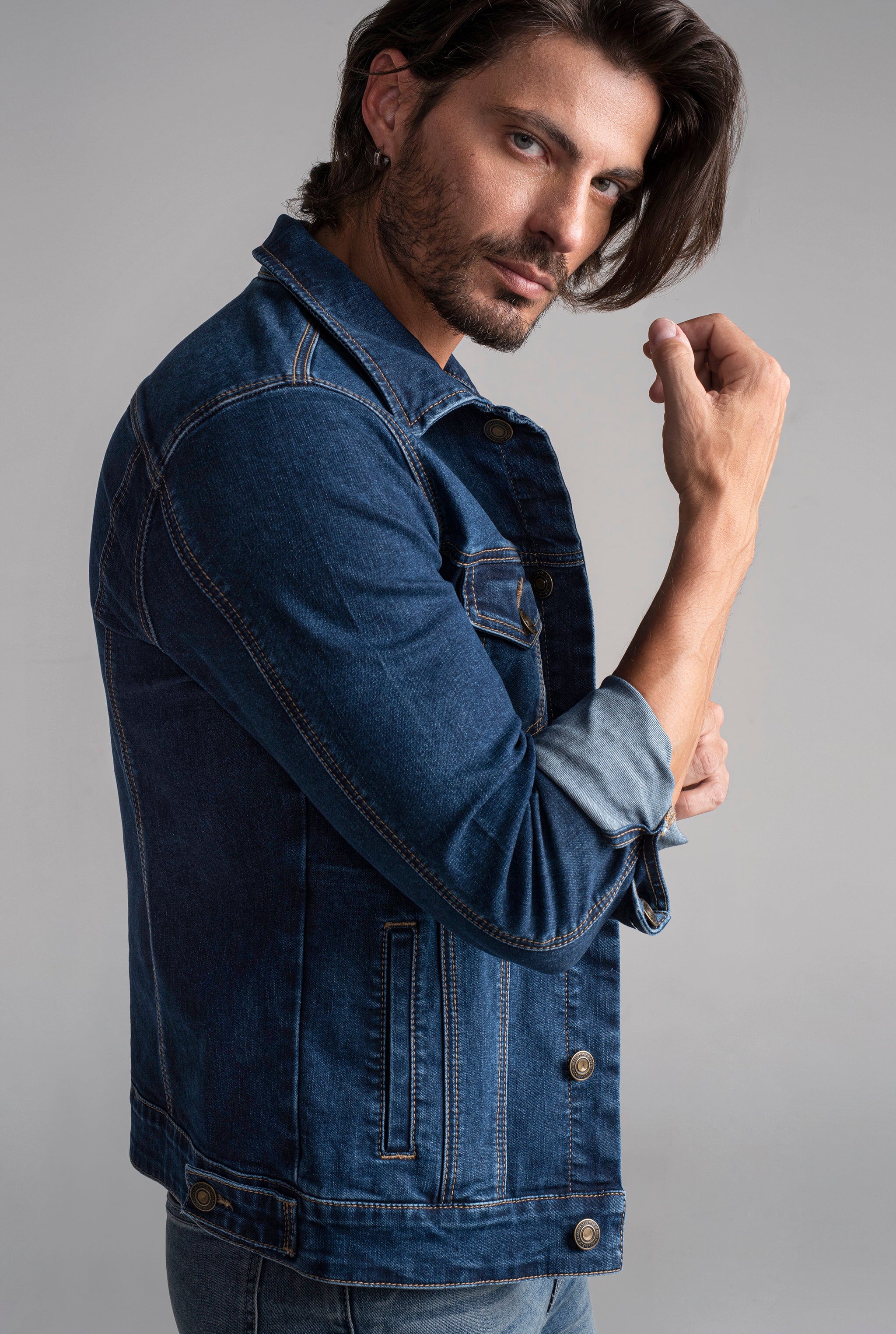 CHAMARRA PARA HOMBRE CORTE SLIM COLOR AZUL MEDIO OBSCURO 3205STOB