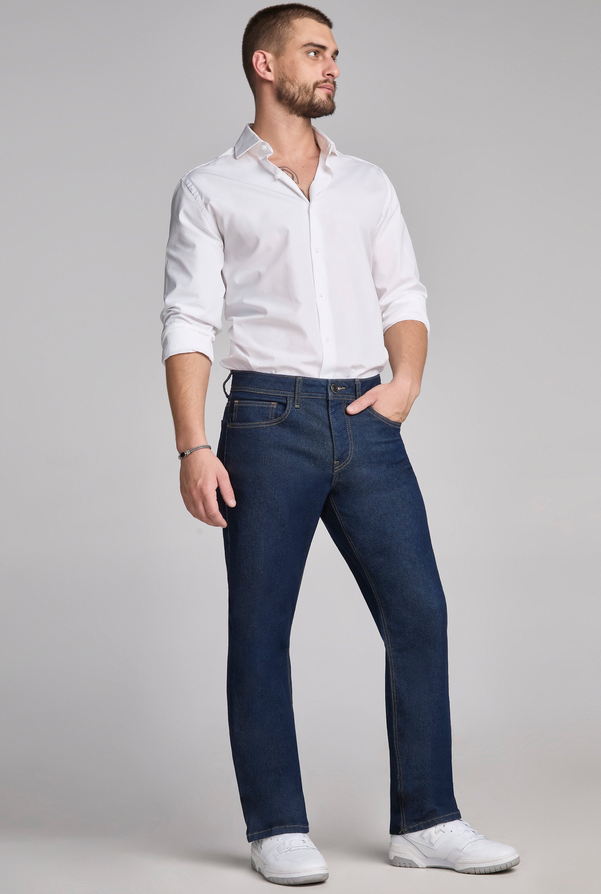 JEANS PARA HOMBRE CORTE RECTO, CINTURA REGULAR AZUL INDIGO 7085INDI