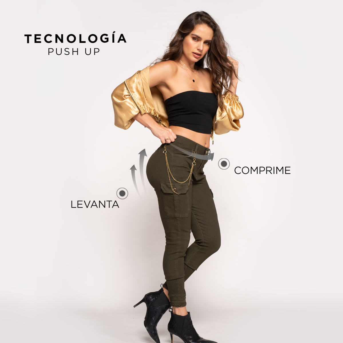 JOGGER CINTURA ALTA TECNOLOGÍA PUSH UP VERDE OLIVO 8927OLIV