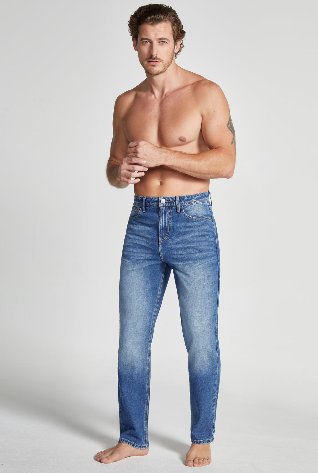 JEANS PARA HOMBRE CINTURA REGULAR CORTE RECTO RETRO 7076STOB (8189560225929)