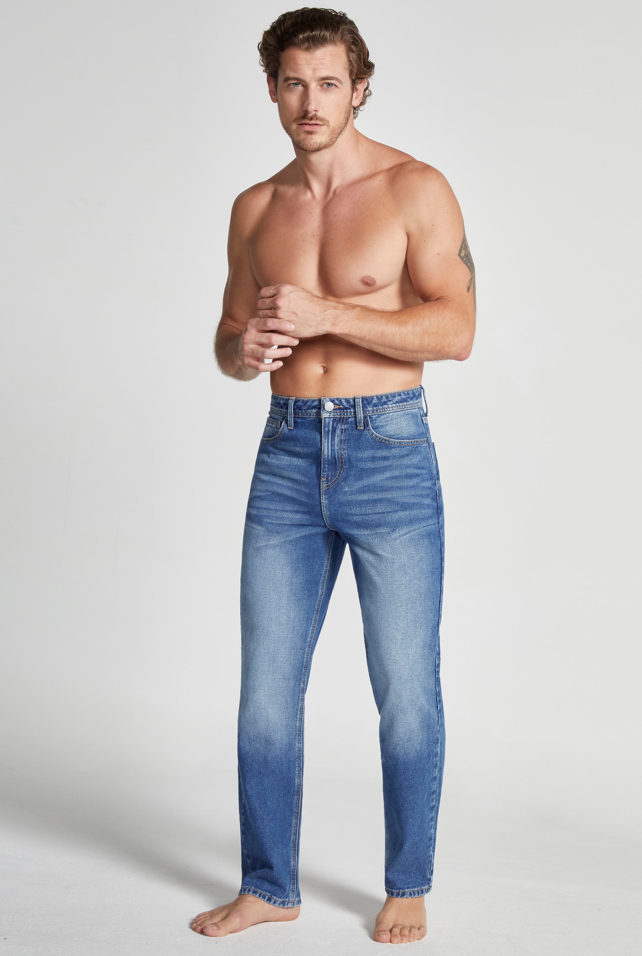 JEANS PARA HOMBRE CINTURA REGULAR CORTE RECTO RETRO STONE OBSCURO 7076STOB
