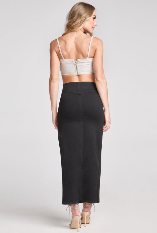 FALDA MAXI DE MEZCLILLA NEGRA PUSH UP 9812NGRO (7812798382217)