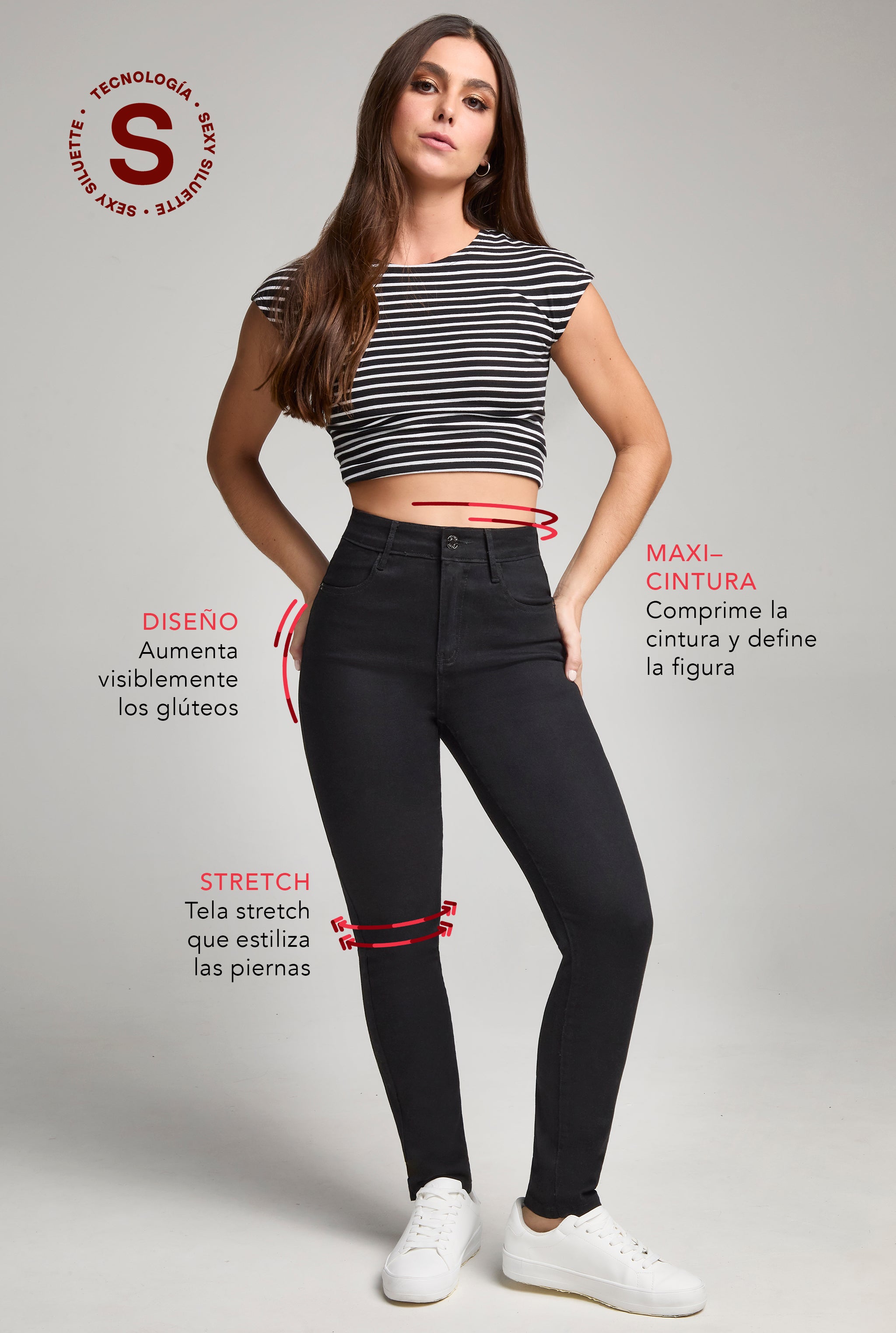 JEANS SKINNY TIRO MEDIO SEXY SILUETTE 7032NGRO