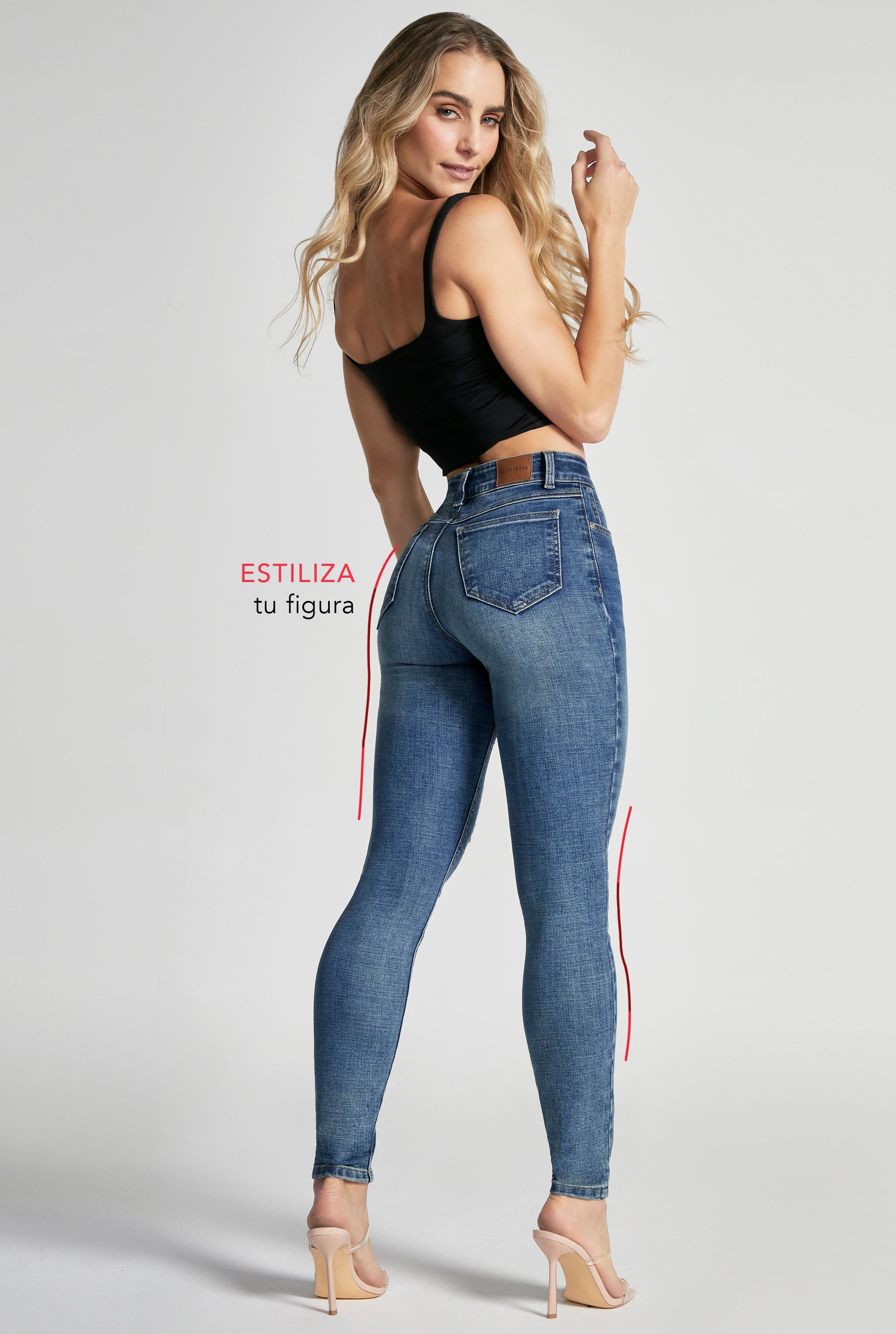 JEANS SKINNY CINTURA ALTA CON RAZGADURA COLOR AZUL 4215STMO