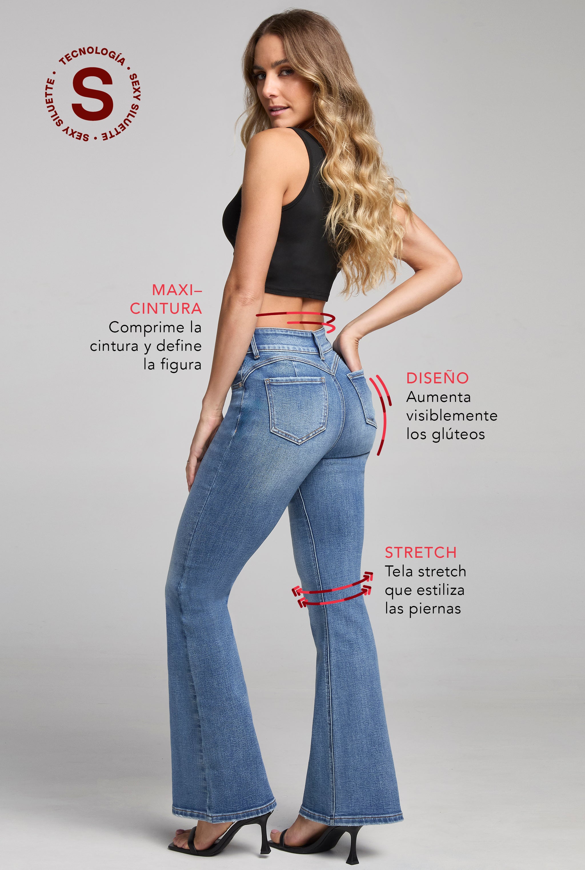 JEANS SEMI CAMPANA SEXY SILUETTE 0070STME