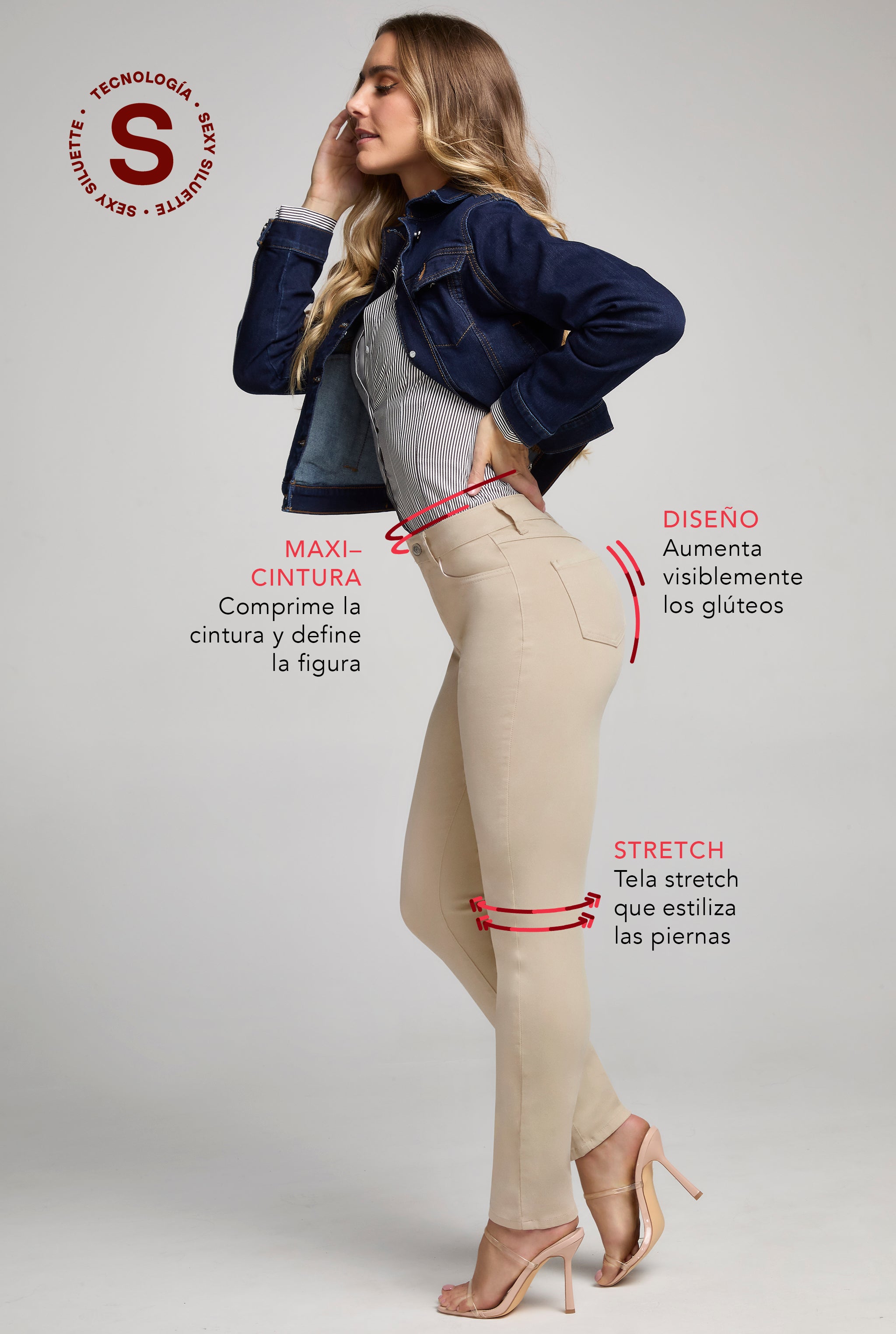 PANTALON SKINNY TIRO ALTO SEXY SILUETTE 7032KAKI