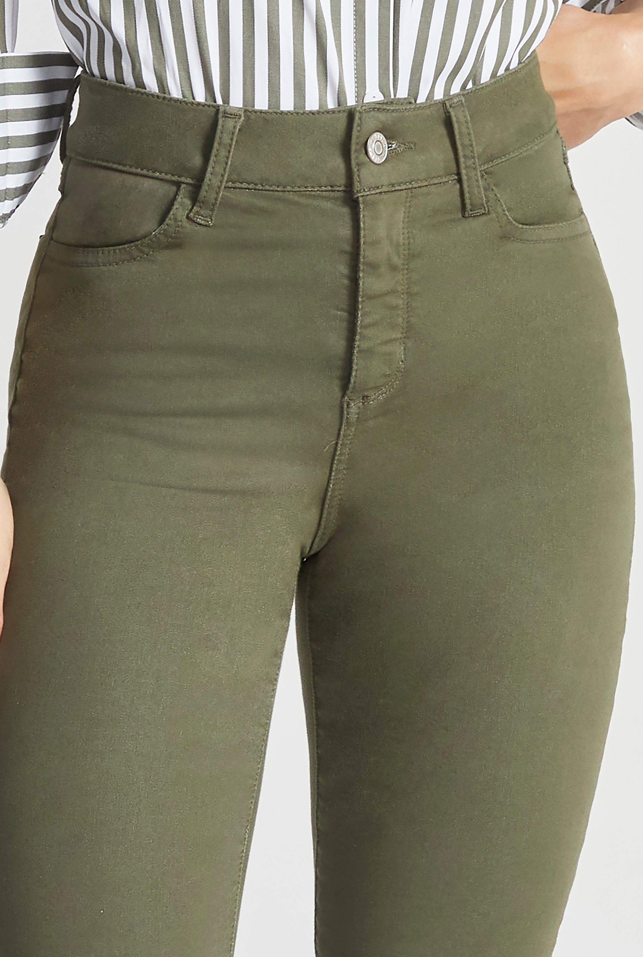 JEANS SKINNY CINTURA ALTA COLOR VERDE OLIVO 7032OLIV