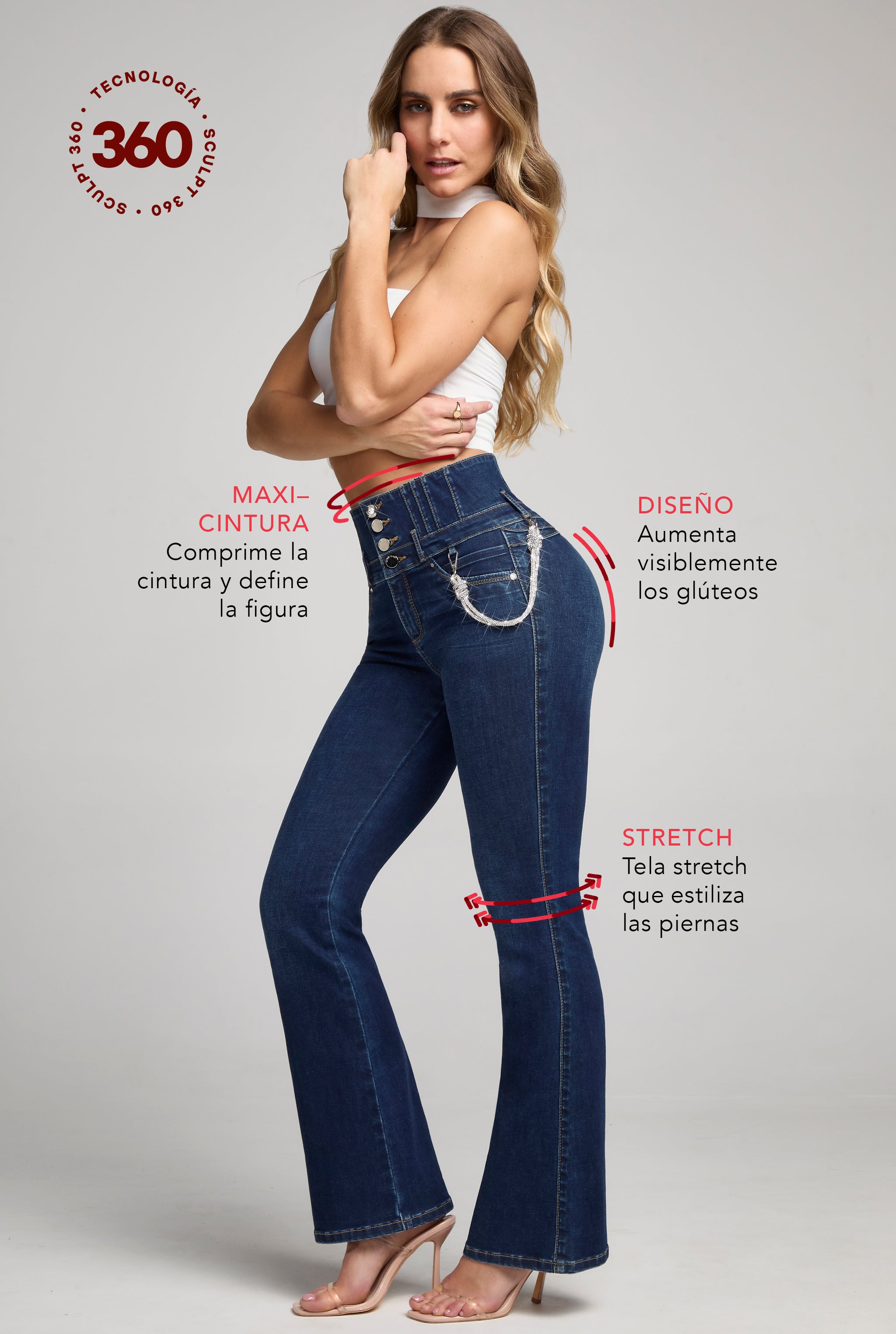 JEANS SEMI CAMPANA SCULPT 360° 9774STOB